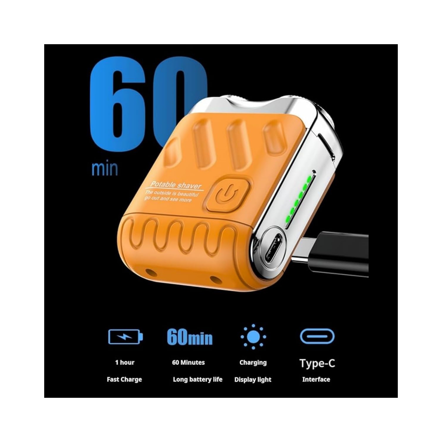 Mini portable electric shaver, men's USB pocket shaver, waterproof rechargeable double head shaver, wet and dry electric shaver-White