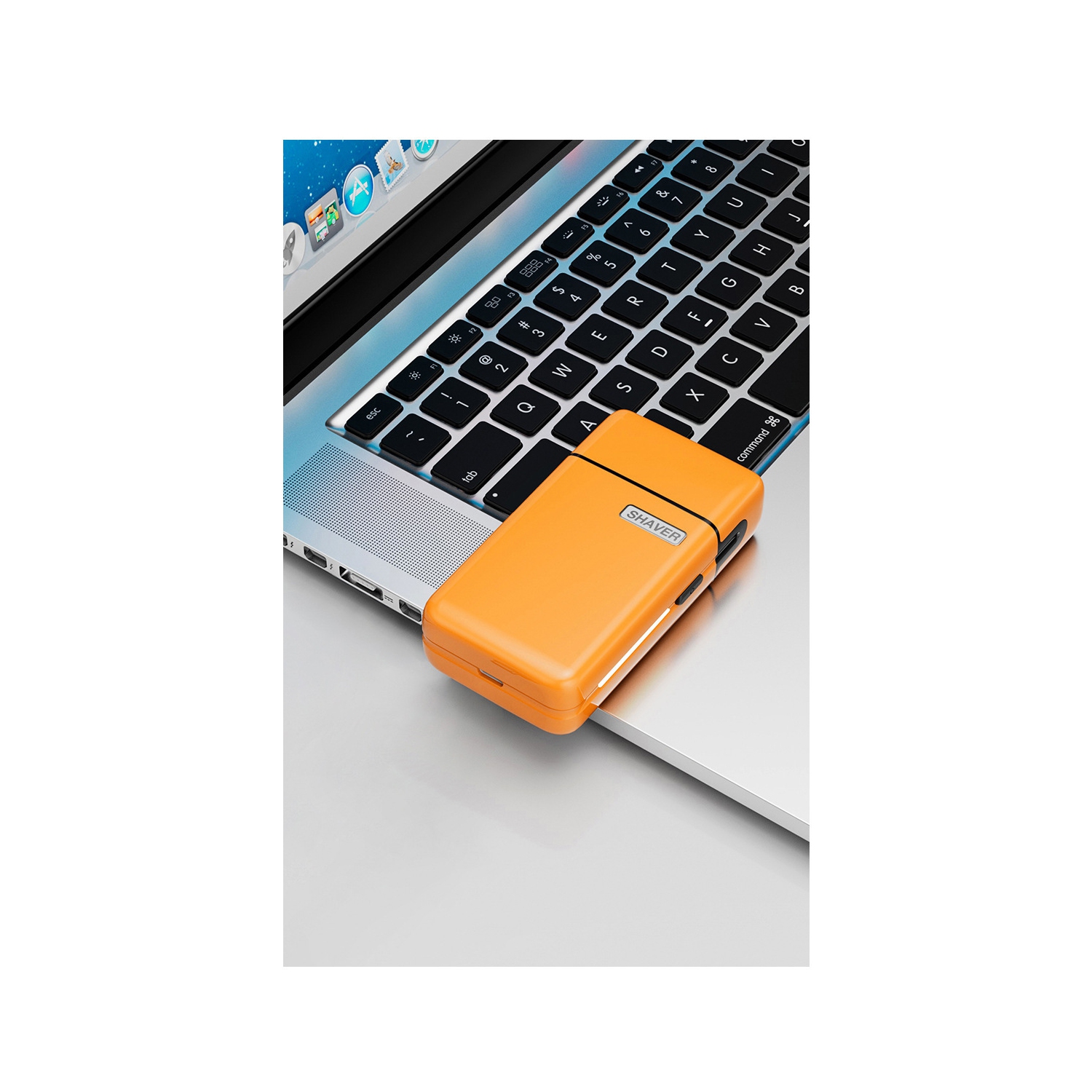 Rasoir électrique à petite barbe magnétique à deux têtes Mini Shaver portatif USB - Orange