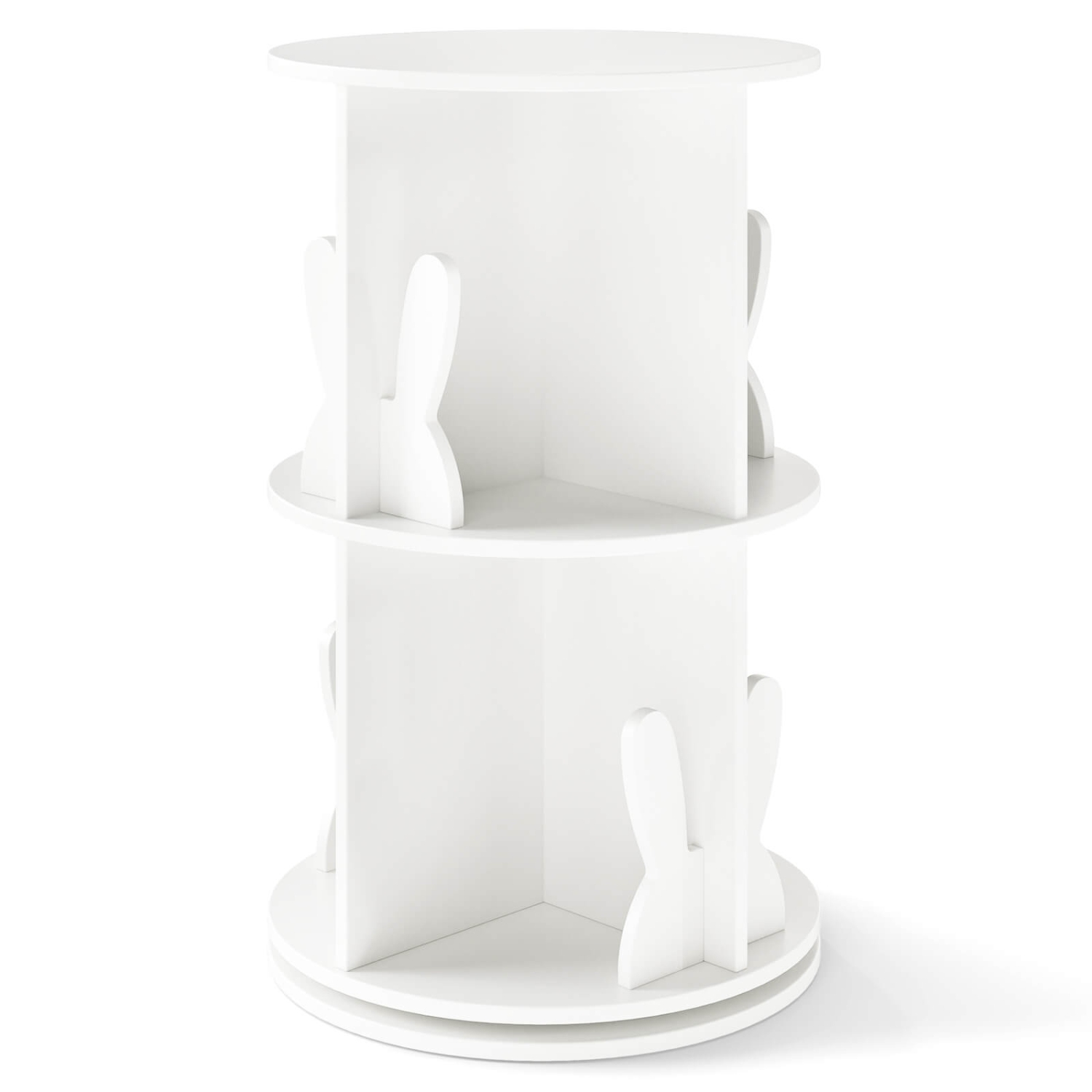 Étagère de rangement rotative à 2 tablettes pour enfants avec présentoir autoportant pivotant à 360° de Costway, blanc/rose