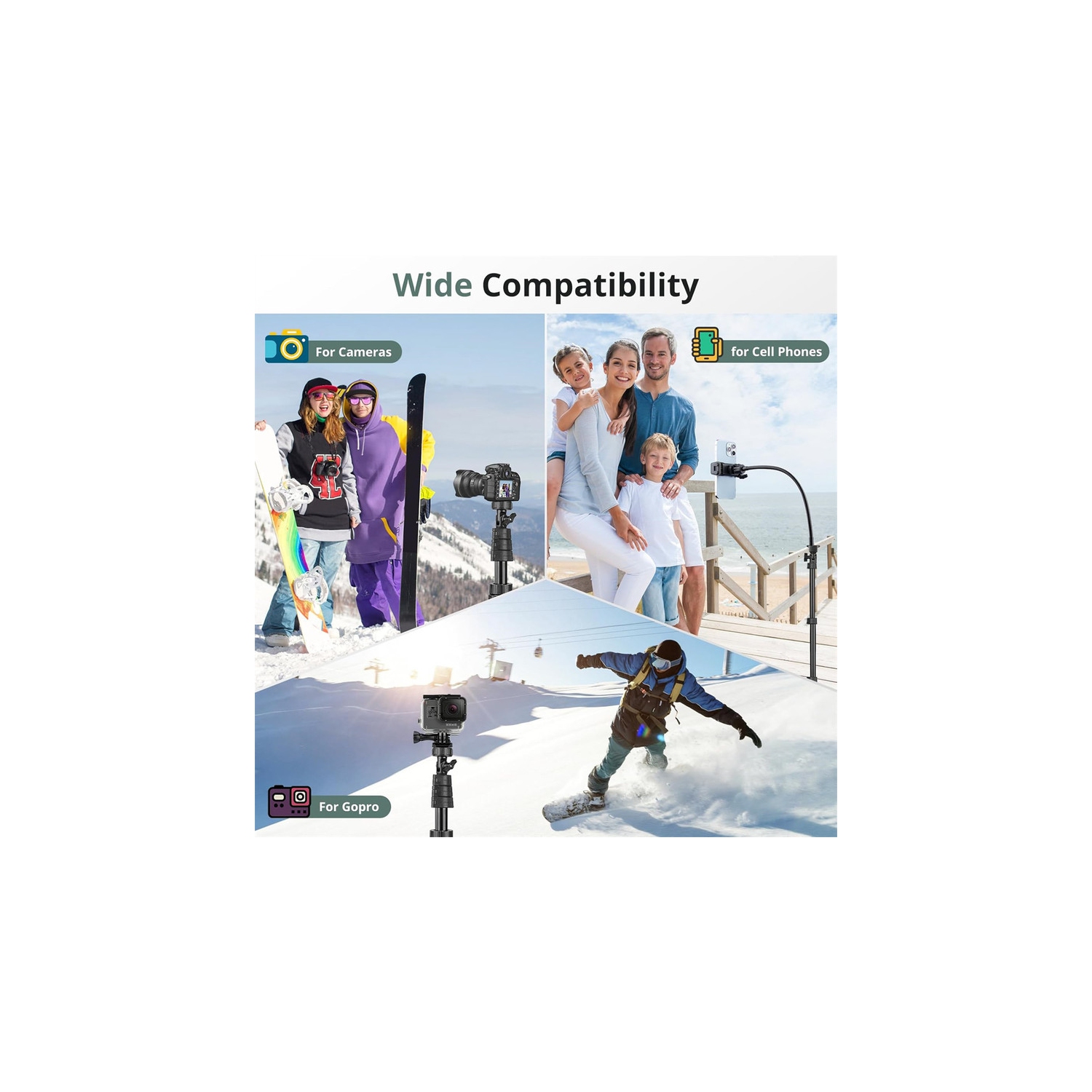 YOULIGHTS 88" Phone Tripod, Selfie Stick Tripod with 14.95" Flexible Gooseneck, Overhead Cell Phone Stand for Video Recording, Photography,