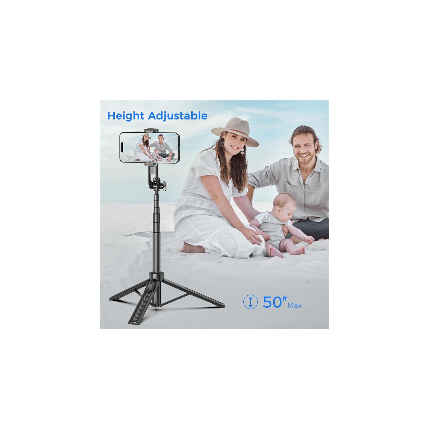 YOULIGHTS Selfie Stick Travel Tripod for Cell Phone with Remote Control and Phone Holder, Extendable Selfie Stick for iPhone, iPhone Tripod for Video