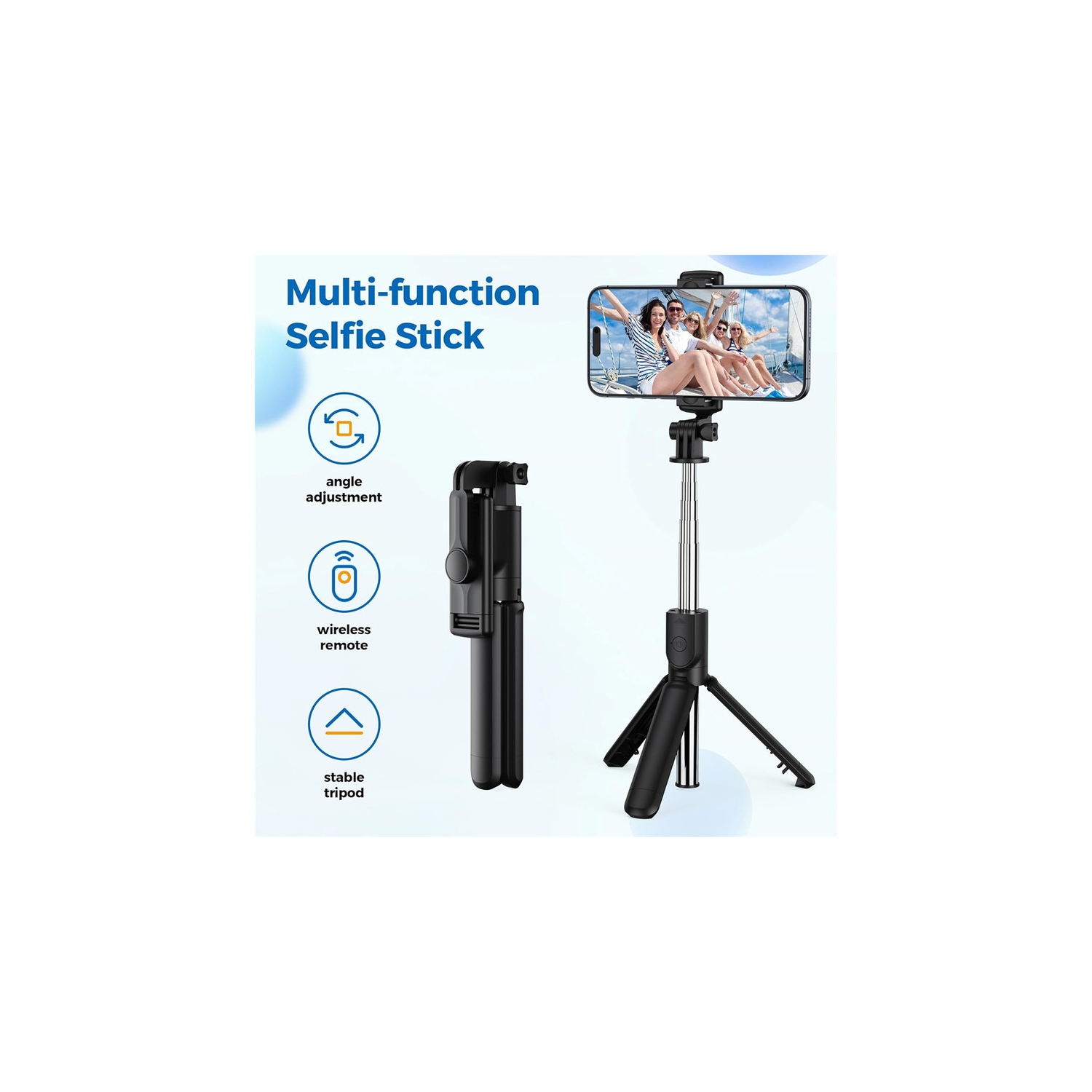 YOULIGHTS Selfie Stick Tripod, Retractable Selfie Stick Tripod with Wireless Remote Control, for Photograph, Live Streaming, Video, Compatible with