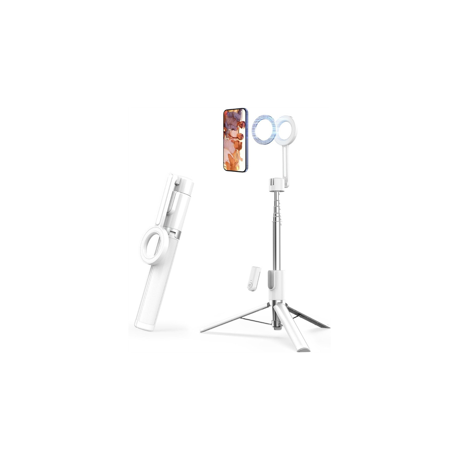 YOULIGHTS Magnetic Selfie Stick Tripod with Remote,54" Phone Tripod Compatible with MagSafe,Fit for iPhone 12/13/14/15 Series,Magsafe Case and Other Phones with Metal Ring