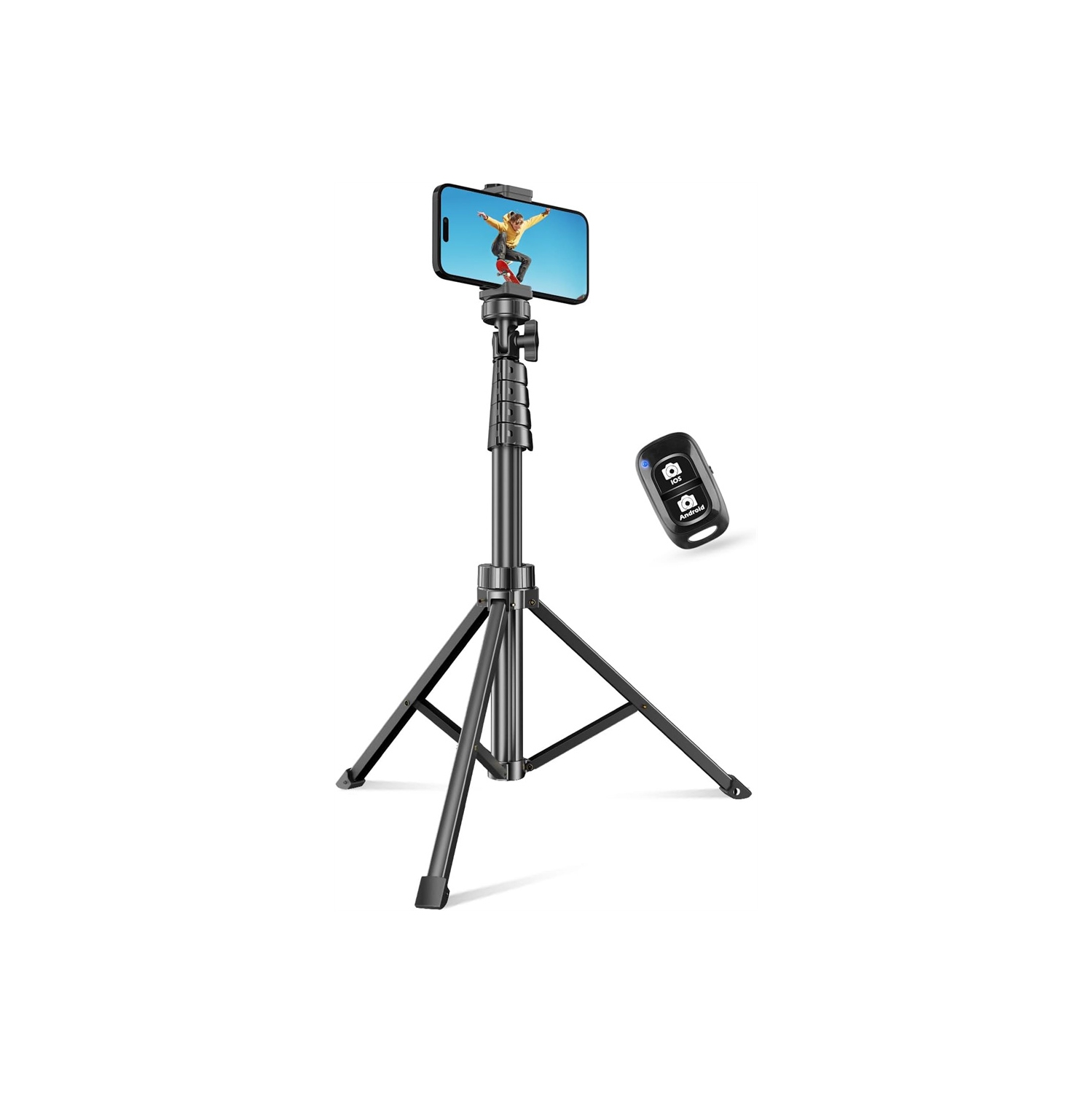 YOULIGHTS 62" Phone Tripod & Selfie Stick, Extendable Cell Phone Tripod Stand with Wireless Remote and Phone Holder, Compatible with iPhone Android