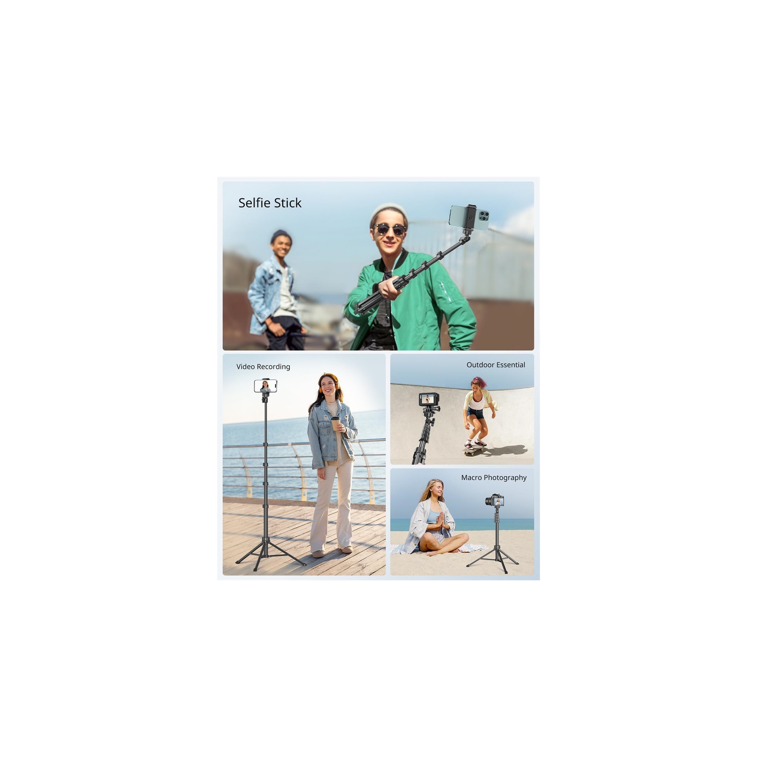 YOULIGHTS 62" Phone Tripod & Selfie Stick, Extendable Cell Phone Tripod Stand with Wireless Remote and Phone Holder, Compatible with iPhone Android