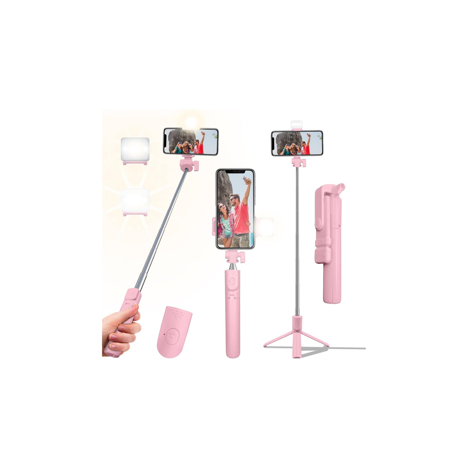 YOULIGHTS Selfie Stick Tripod, 40in Retractable Phone Tripod with Wireless Remote Control & Light, Portable Selfie Stick Tripod for Photograph, Video