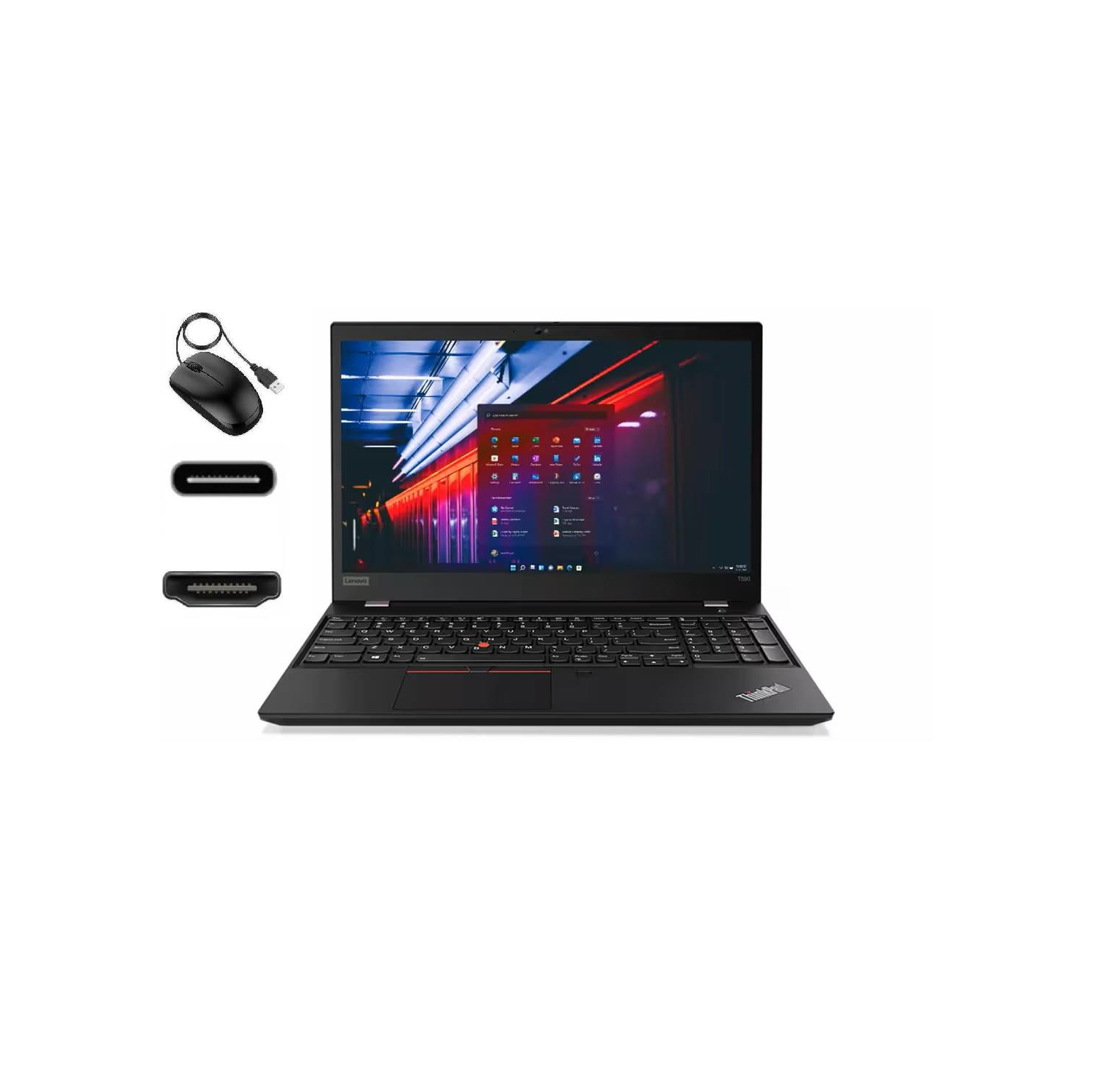 Refurbished Lenovo Thinkpad T590, 15.6 IPS 1080p FHD, Fast Intel Quad-Core i5, Large 16GB RAM, Highspeed 256GB SSD, Webcam & Mic, Free Mouse, Backlit