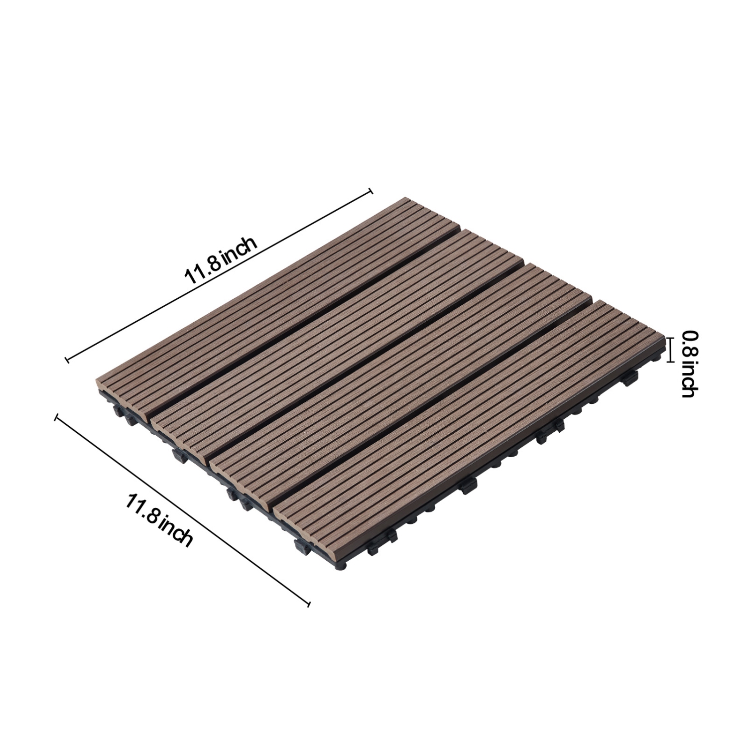 Ensemble de 10 tuiles de terrasse emboîtables en plastique VEVOR, plancher extérieur étanche 10&nbsp;pi² 12 x 12&nbsp;po toutes saisons, carreaux de