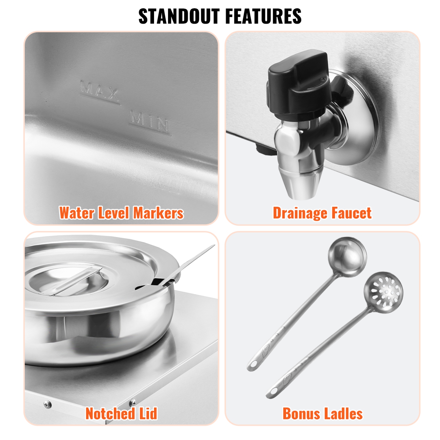 VEVOR Electric Soup Warmer, Dual 7.4QT Stainless Steel Round Pot, 1200W Commercial Food Warmer, 86~185°F Adjustable Temp, Bain Marie with Anti-Dry