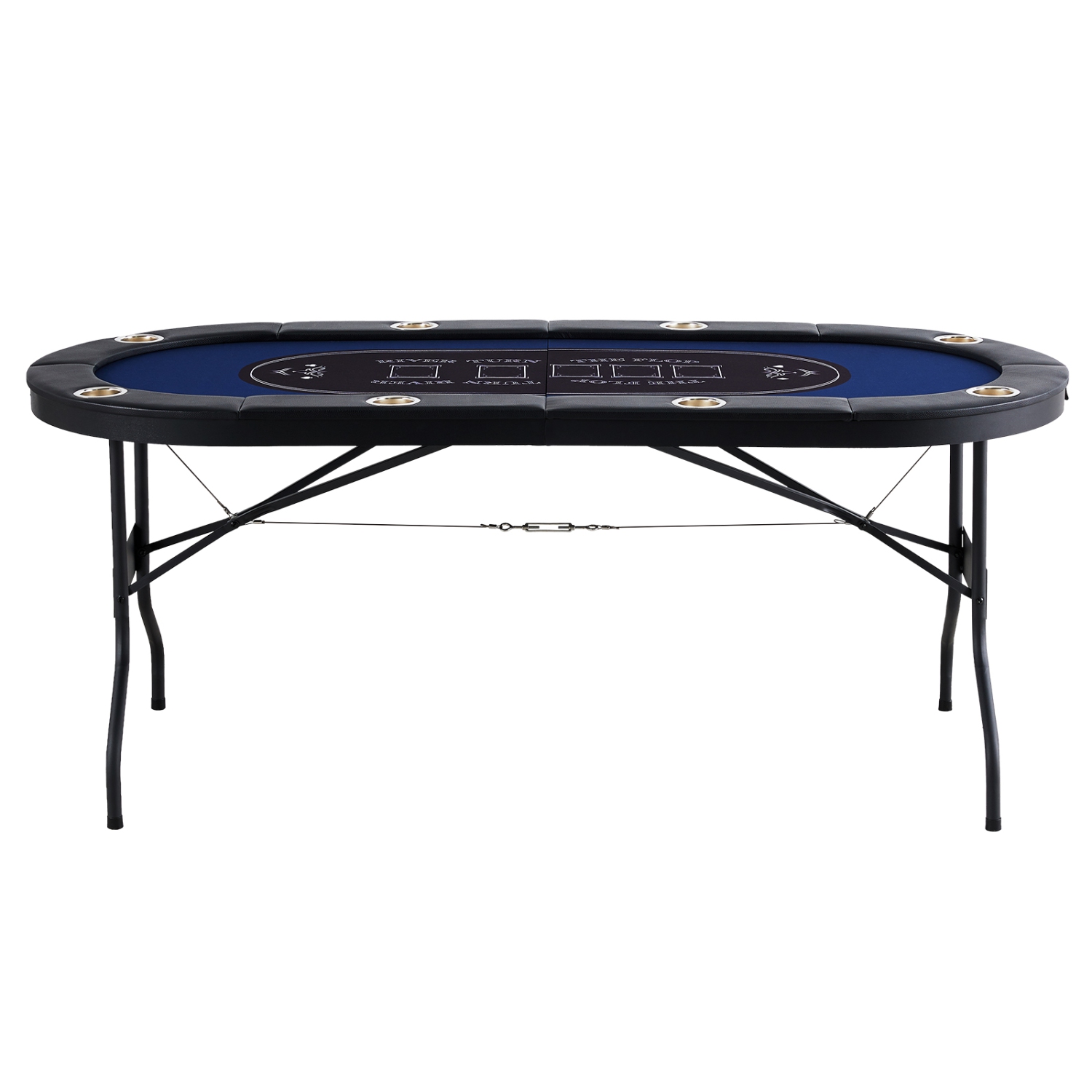 VEVOR 72" 8 Player Foldable Poker Table, Blackjack Texas Holdem Poker Table with Padded Rails and Stainless Steel Cup Holders, Portable Folding Card