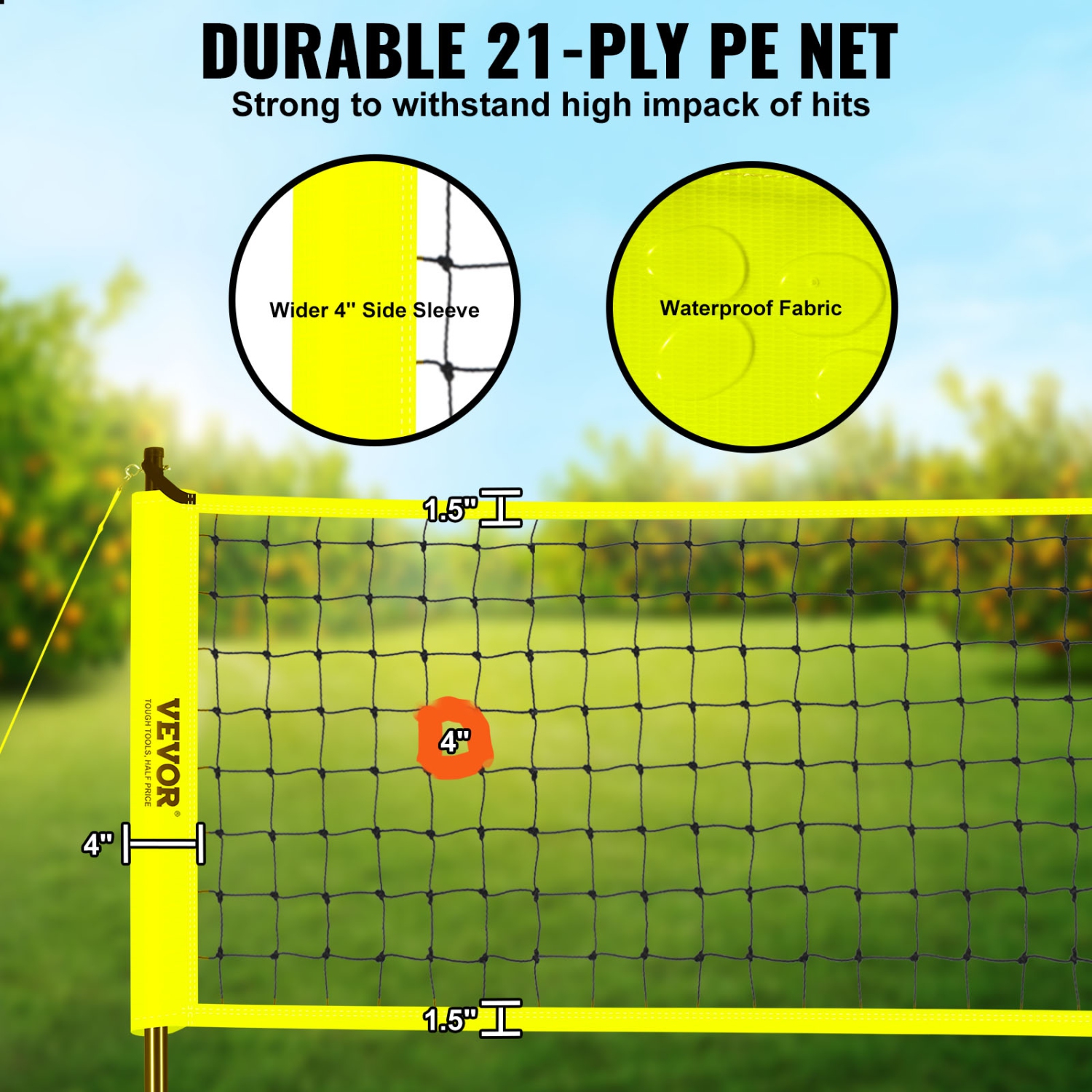 VEVOR Outdoor Portable Volleyball Net System, Adjustable Height Steel Poles, Professional Volleyball Set with PVC Volleyball, Pump, Carrying Bag,