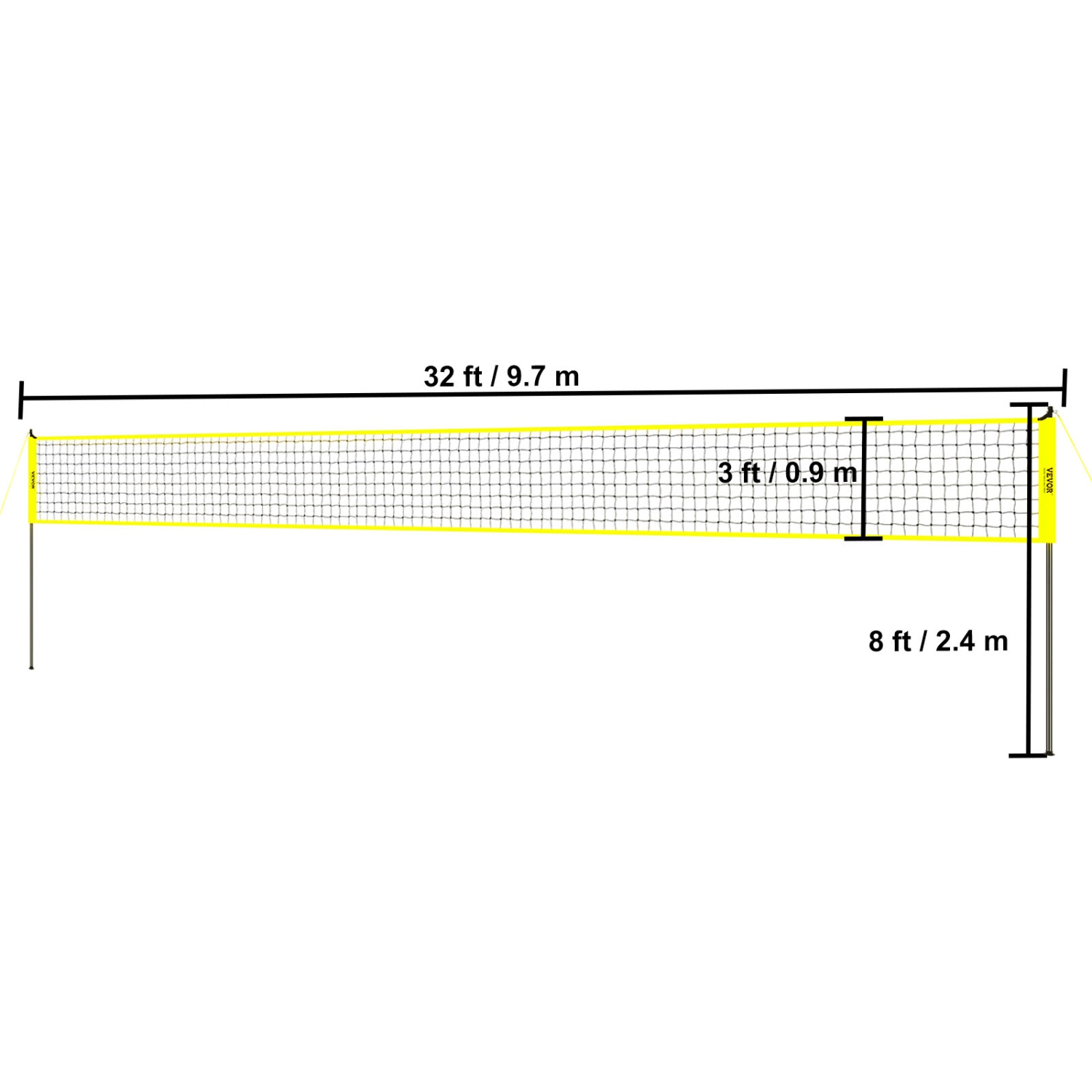 VEVOR Outdoor Portable Volleyball Net System, Adjustable Height Steel Poles, Professional Volleyball Set with PVC Volleyball, Pump, Carrying Bag,