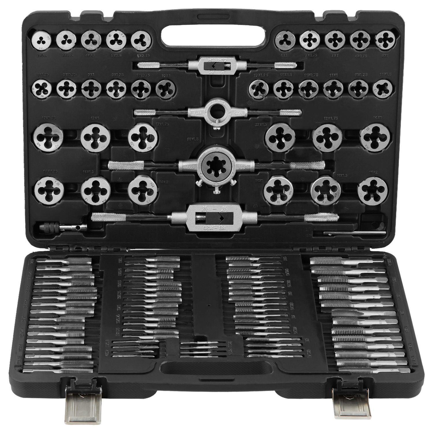 VEVOR 110-Piece Tap and Die Set, Include Metric Size M2 to M18,Bearing Steel Taps and Dies, Essential Threading Tool for Cutting Threads,with