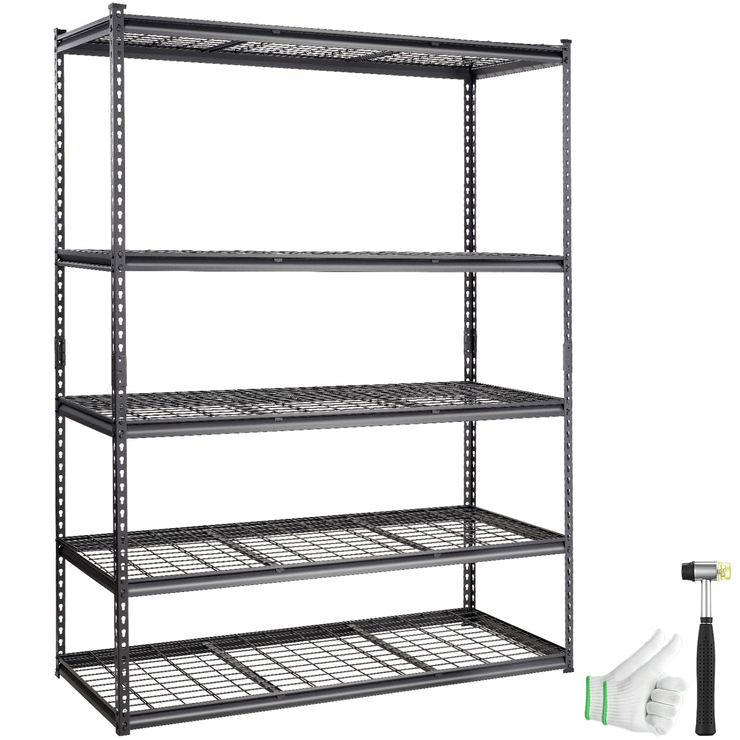 VEVOR 5-Tier Adjustable Storage Shelving Unit, 2000 lbs Capacity, Heavy Duty Garage Shelves Metal Organizer Wire Rack, Black, 60" L x 24" W x 78" H