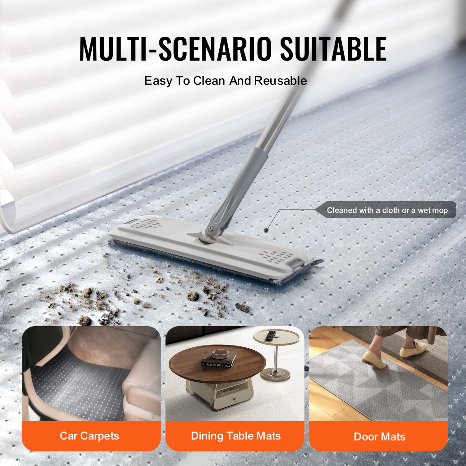 VEVOR 24" x 12' Carpet Protector for Pets, PVC Scratch-Proof Cat Carpet Protector for Doorway, Anti-Slip Cat Scratch Protector Mat, Easy to Cut