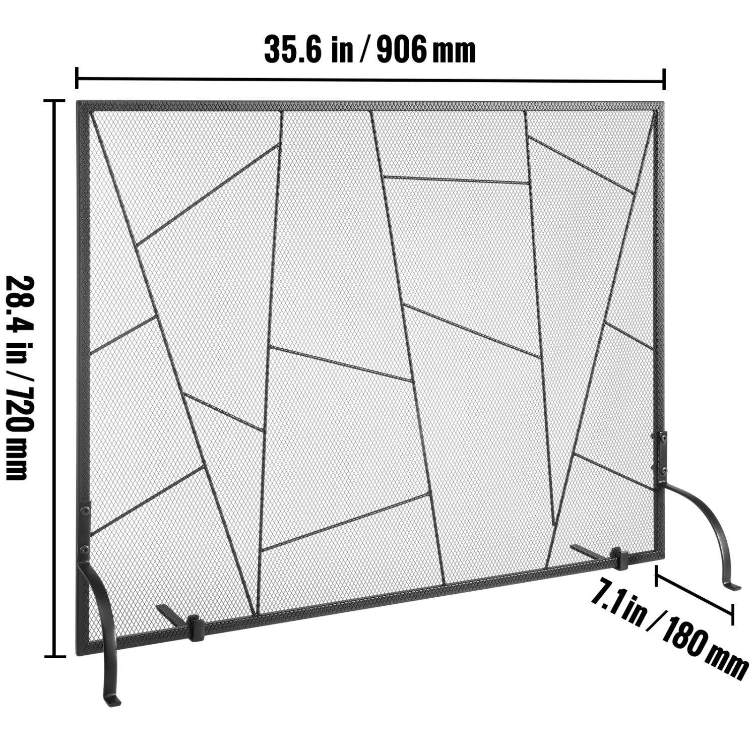 Panneau simple avec foyer VEVOR de 35 larg. X 6 haut., écran grillagé pour foyer, pare-étincelles, installation simple, grille-feu pour décoration de