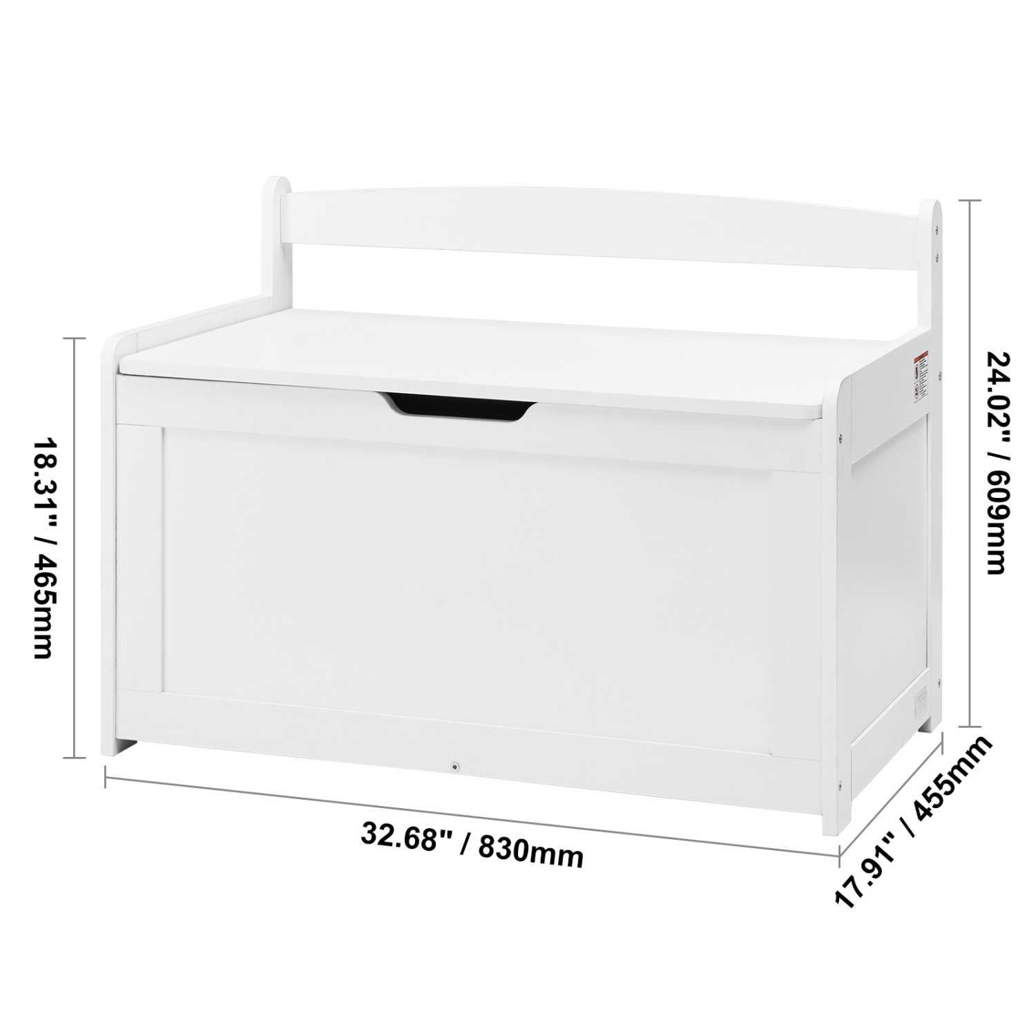 VEVOR Wooden Toy Chest for Kids, Toddler Toy Storage Box with Flip-Top Lid and Safety Hinge, 32.68 x 17.91 x 24.02" Large Kids Storage Bench for