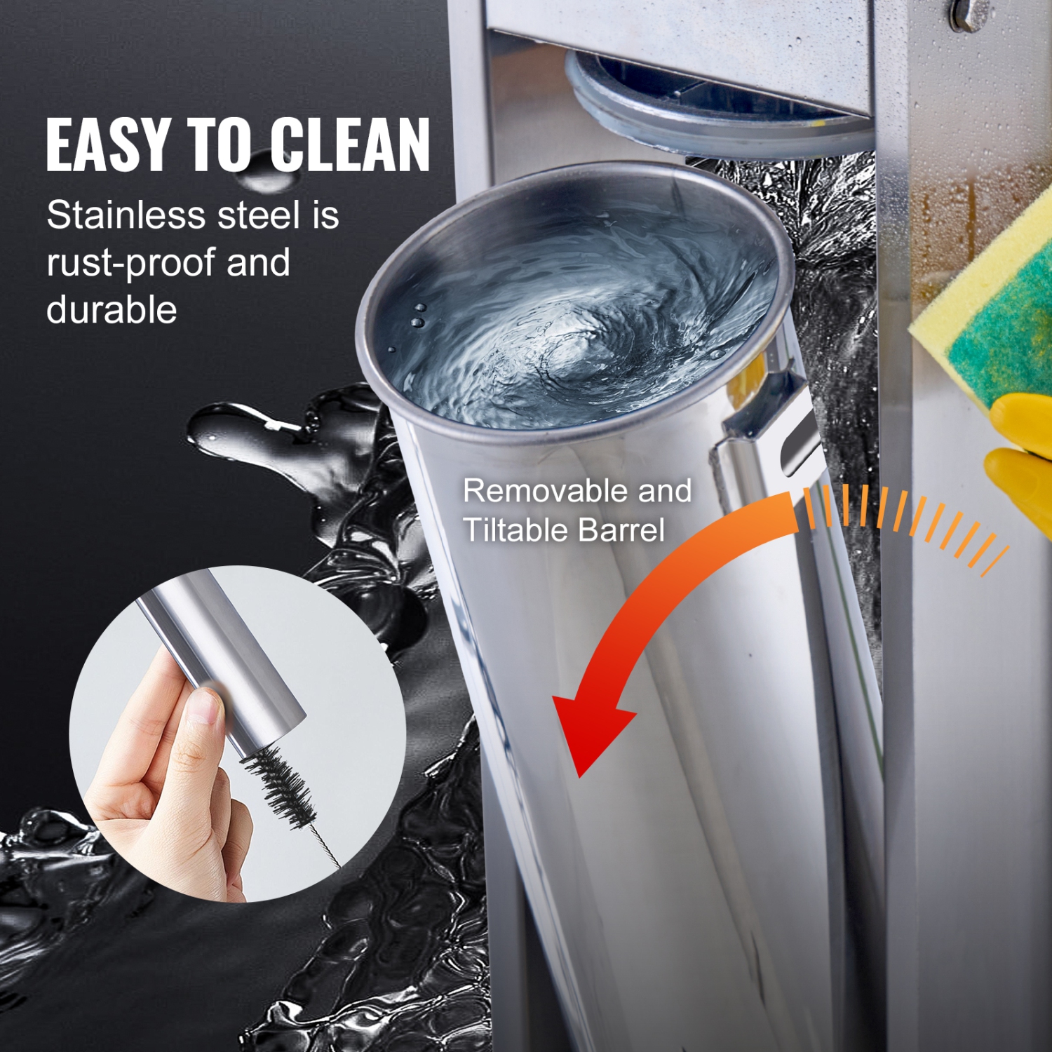 VEVOR 7L / 15LBS Manual Sausage Stuffer, Vertical Sausage Machine, Dual-Speed Meat Stuffer, Made of Food-Grade 304 Stainless Steel, Includes 5