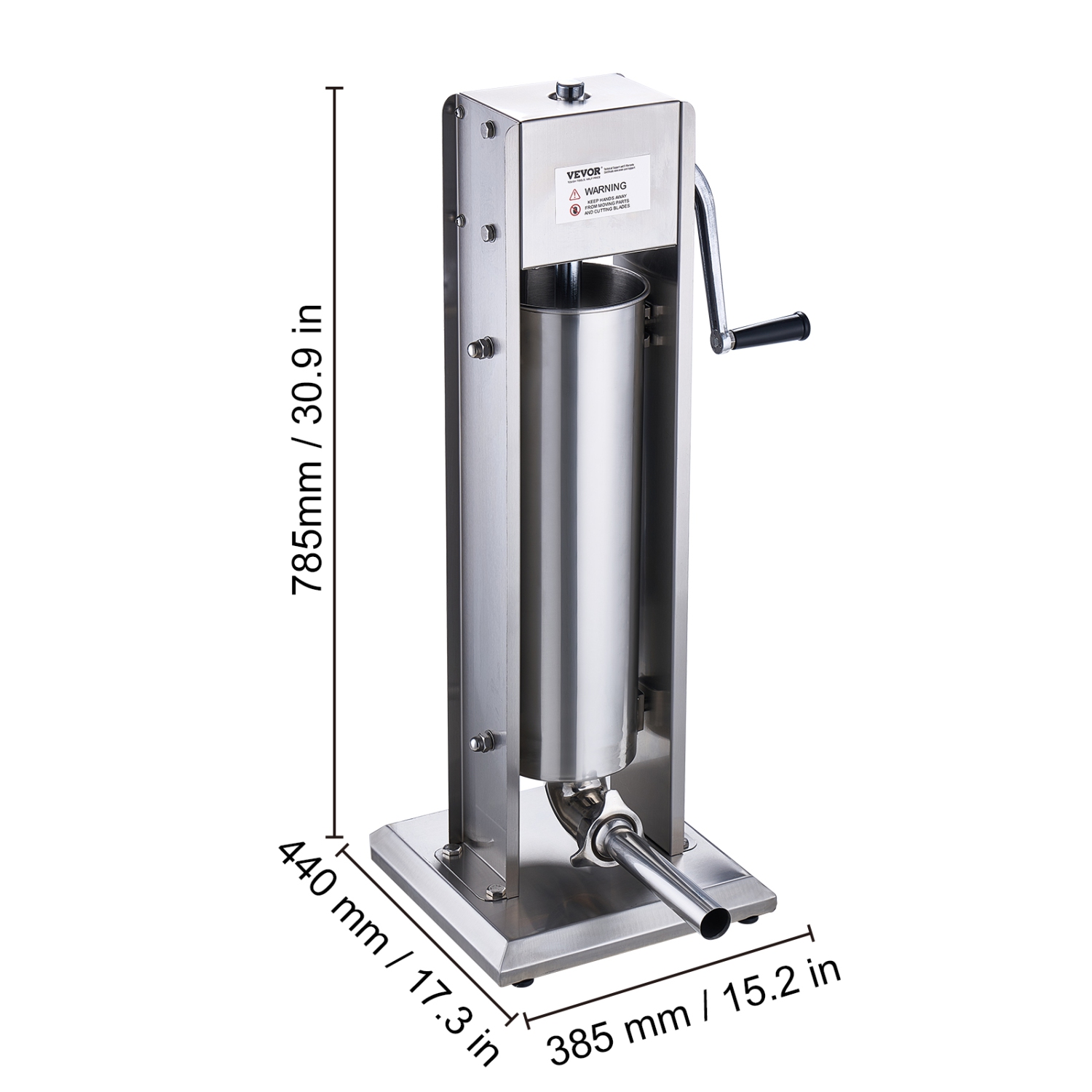 VEVOR 7L / 15LBS Manual Sausage Stuffer, Vertical Sausage Machine, Dual-Speed Meat Stuffer, Made of Food-Grade 304 Stainless Steel, Includes 5