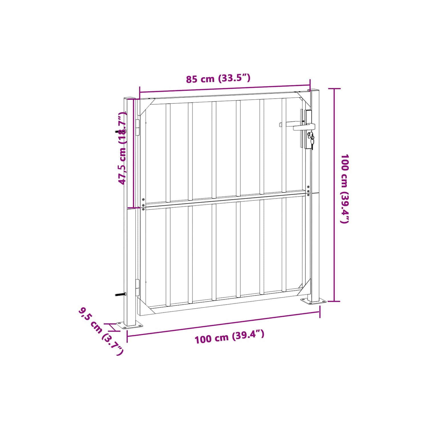 vidaXL Garden Gate 100x95 cm Stainless Steel