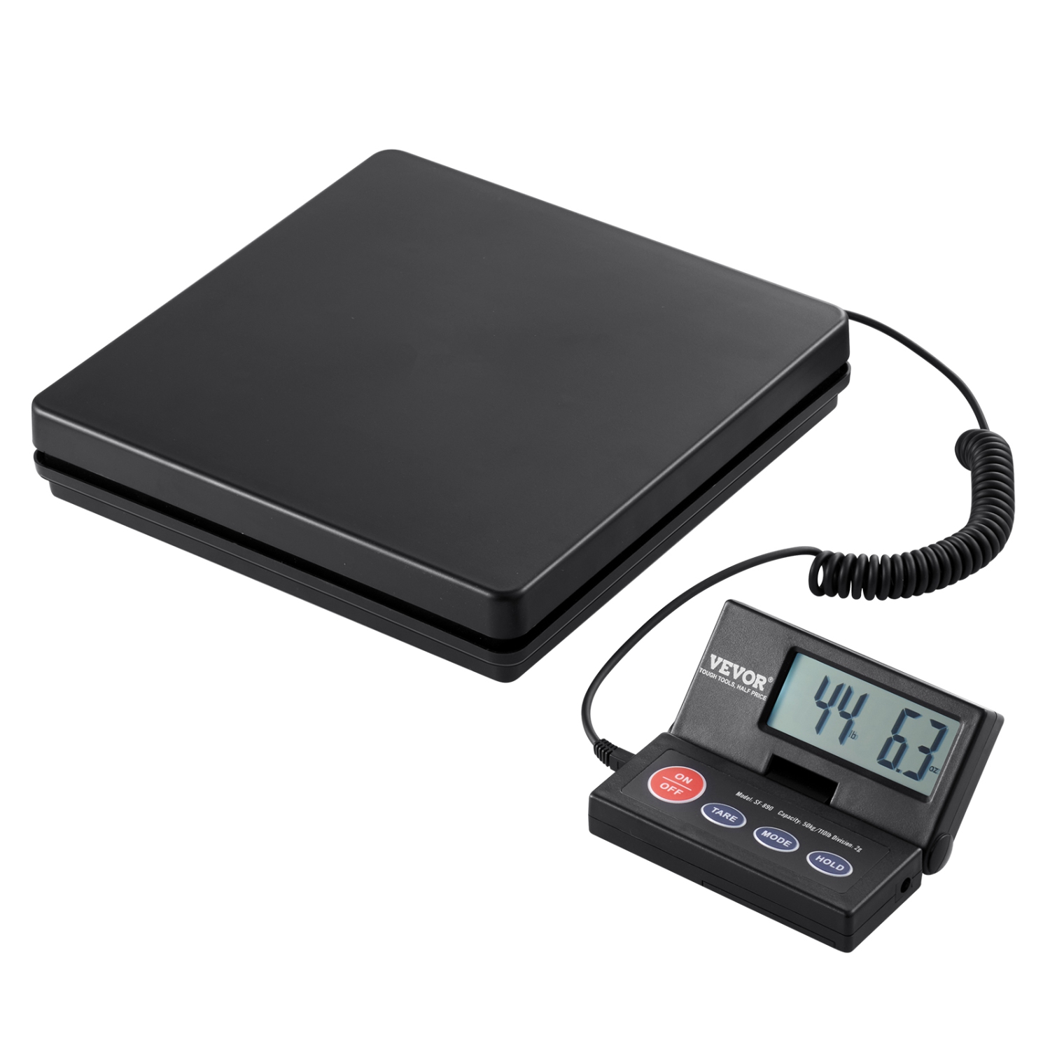 VEVOR 110 lbs x 0.07 oz. Digital Shipping Scale, Heavy Duty Postal Scale with Timer, Tare, Hold Function, 90° Foldable LCD Screen Package Scale,
