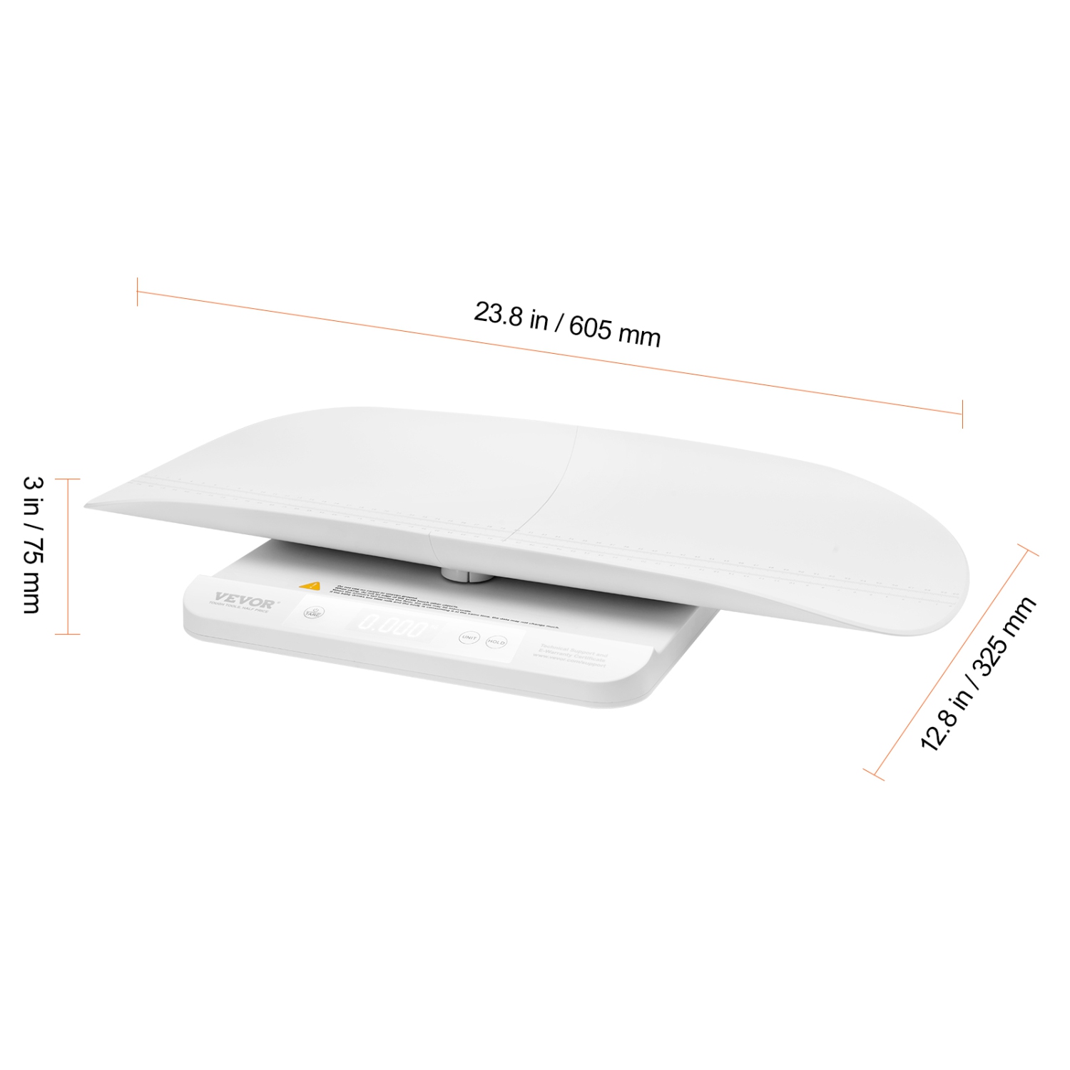 Balance pour bébé VEVOR d'une capacité de 66 lb, pèse-bébé 2-en-1 avec plateau amovible, balance numérique pour bébé avec fonction de maintien et de