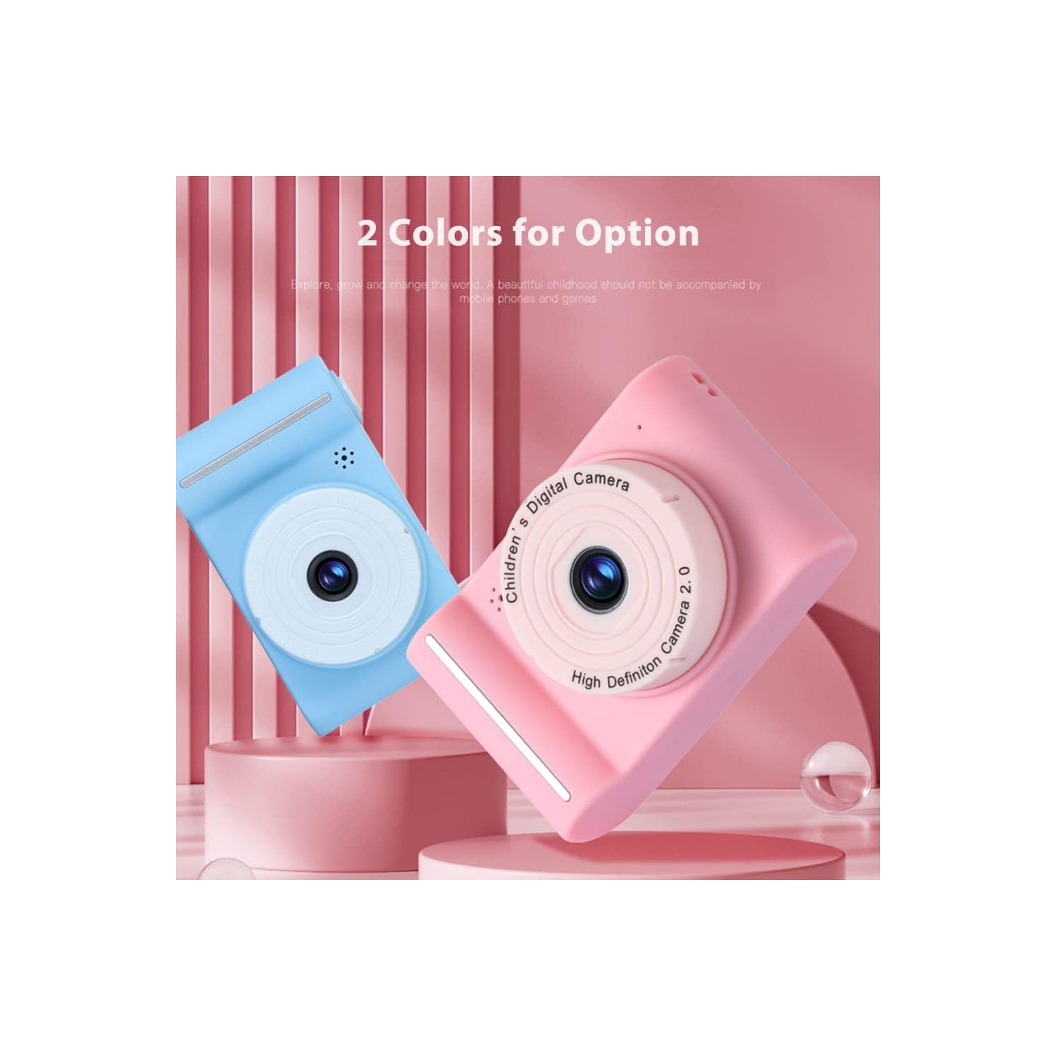 Mini appareil photo numérique pour enfants, deux objectifs, écran IPS de 2,0 pouces, joli cadre photo, mini appareil photo numérique pour enfants CCD