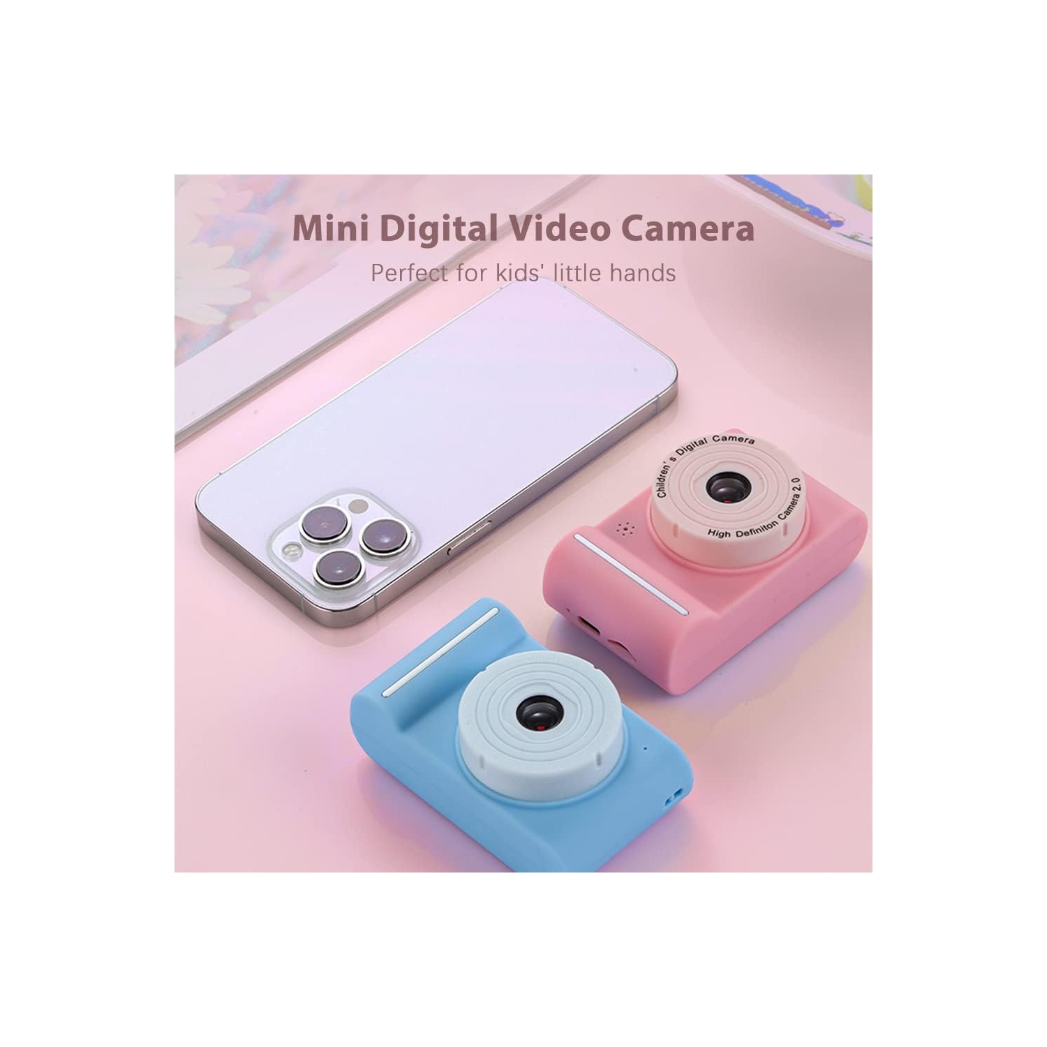 Mini appareil photo numérique pour enfants, deux objectifs, écran IPS de 2,0 pouces, joli cadre photo, mini appareil photo numérique pour enfants CCD