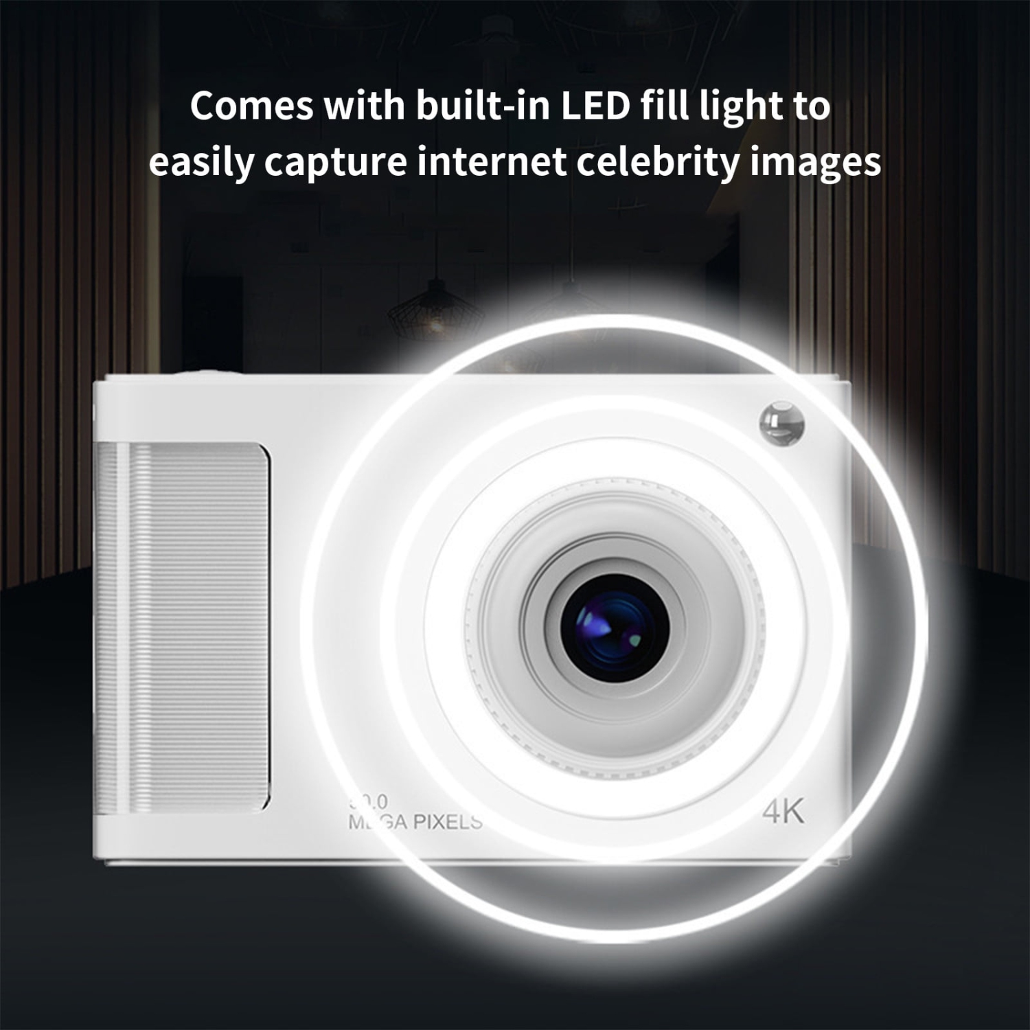 [White] HD CCD digital camera for students, anti-shake, compact and portable, retro travel camera card 32G memory card