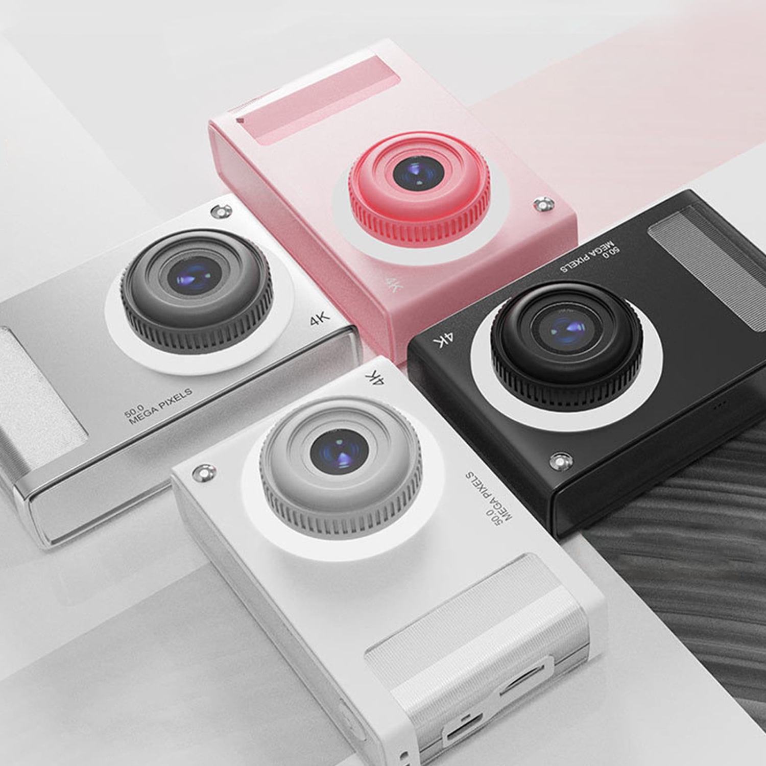 [Silver] HD CCD digital camera for students, anti-shake, compact and portable, retro travel camera card 32G memory card