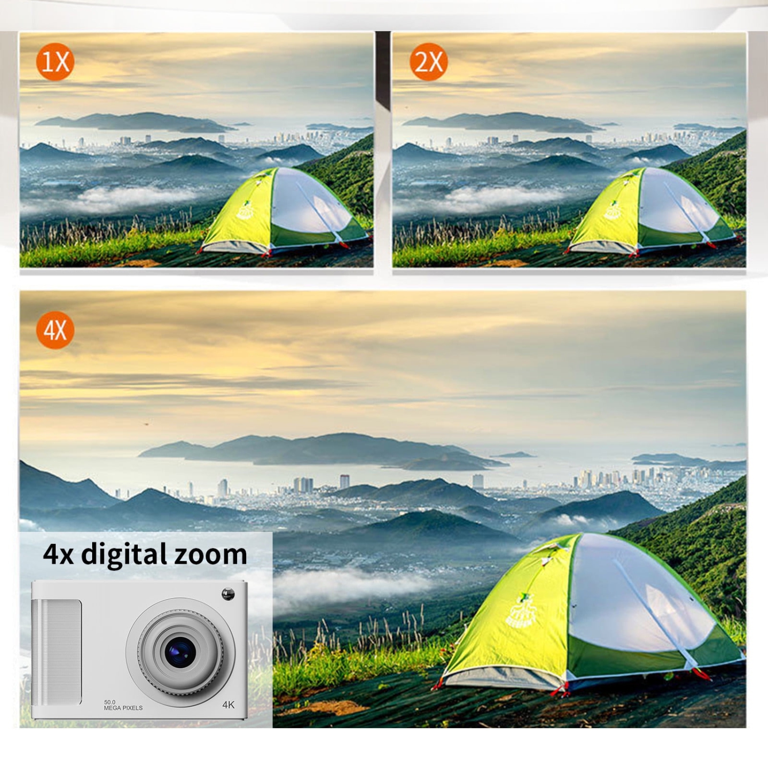 [Silver] HD CCD digital camera for students, anti-shake, compact and portable, retro travel camera card 32G memory card