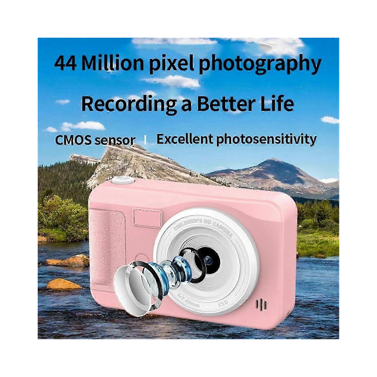 Pink 40-megapixel HD digital camera - 1080P video recording, 8x zoom, auto focus, compact design, retro camera portable CCD card machine mini
