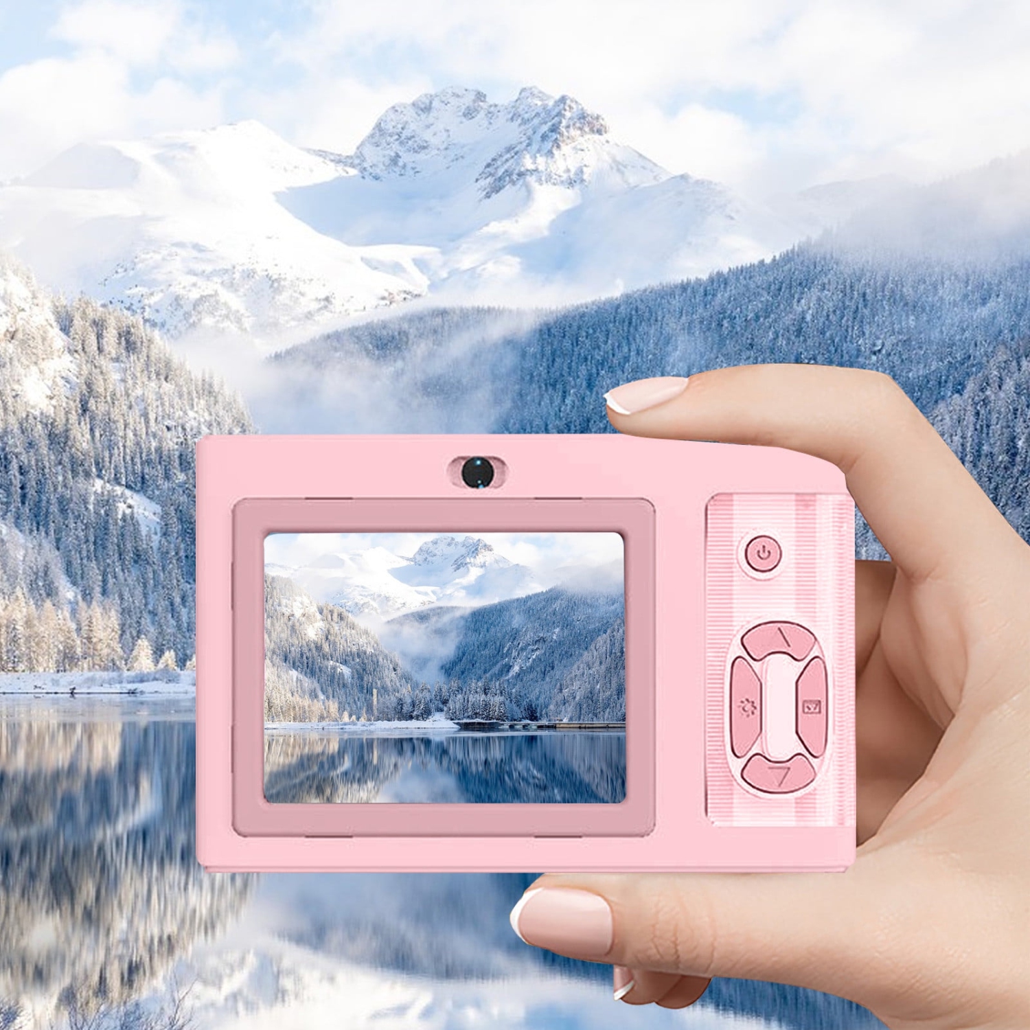 [Pink] HD CCD digital camera for students, anti-shake, compact and portable, retro travel camera card 32G memory card