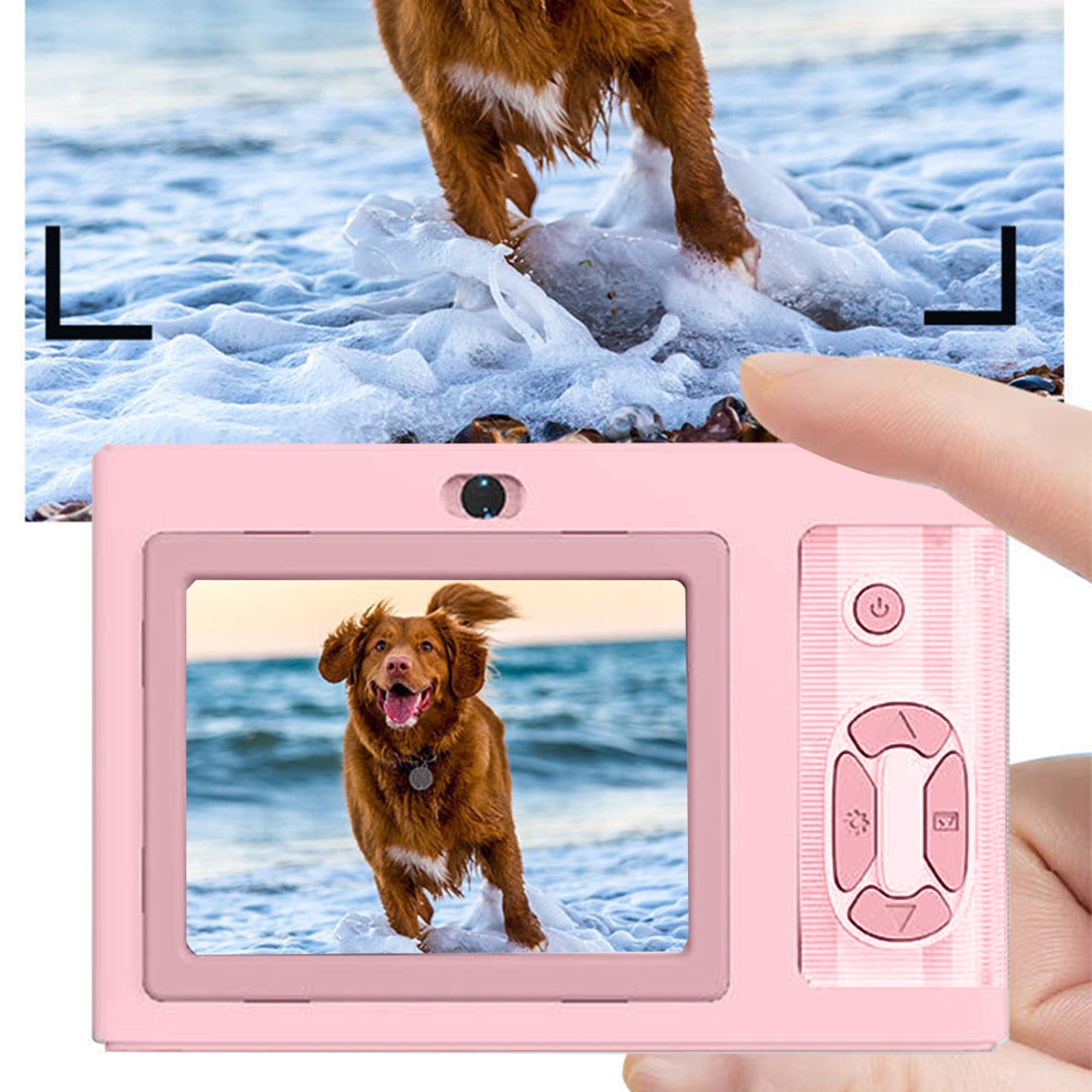 [Pink] HD CCD digital camera for students, anti-shake, compact and portable, retro travel camera card 32G memory card