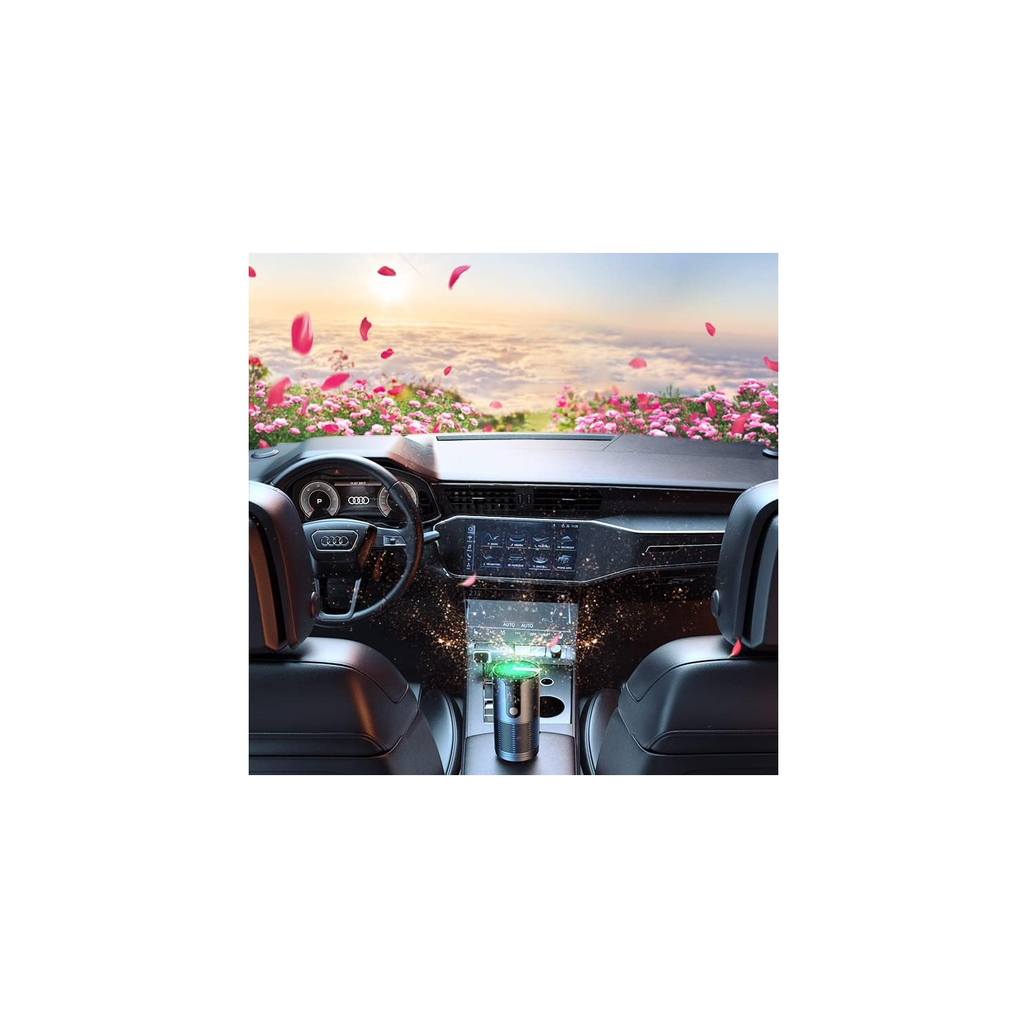 Smart Car Air Purifier - 360° Purification, Timing Function, Aromatherapy - Effectively removes allergies, pets and smoke.