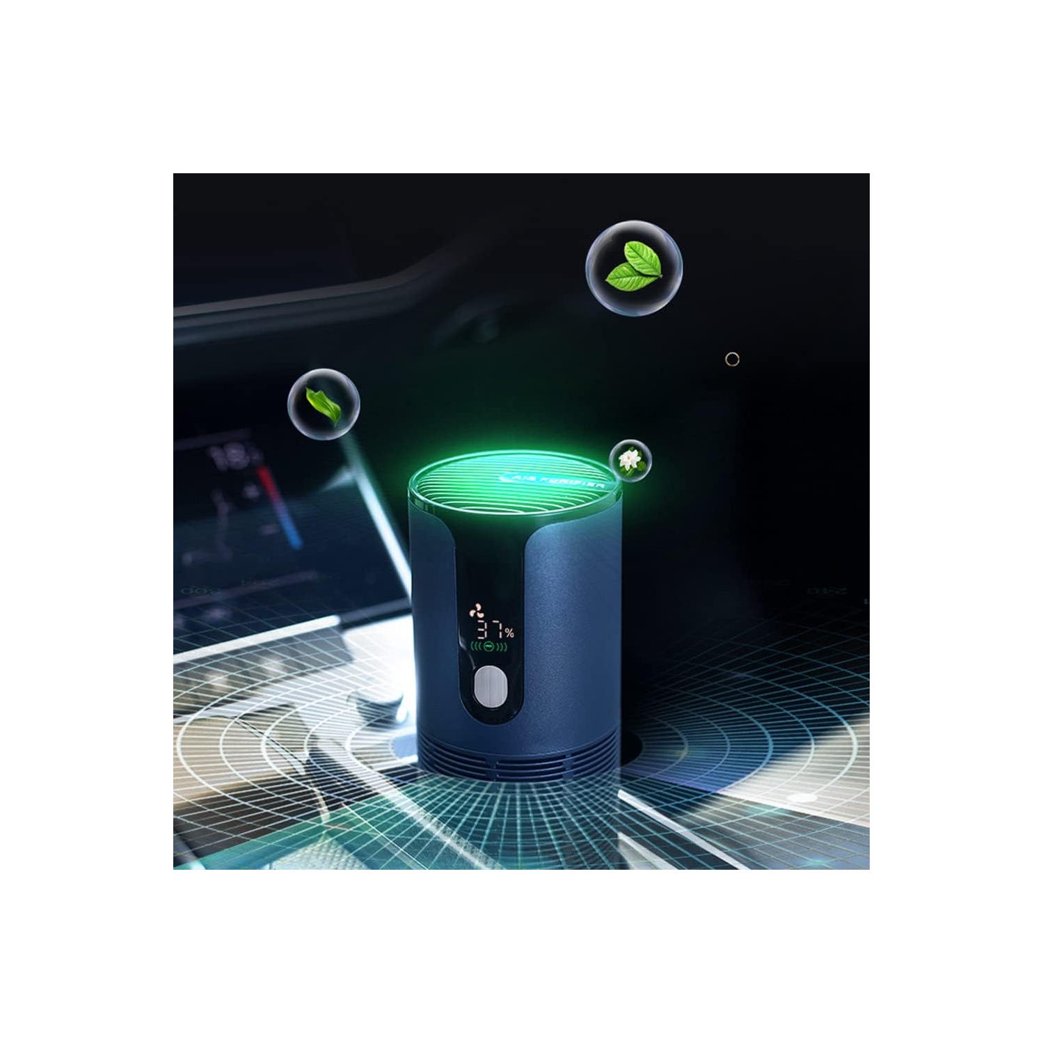 Smart Car Air Purifier - 360° Purification, Timing Function, Aromatherapy - Effectively removes allergies, pets and smoke.