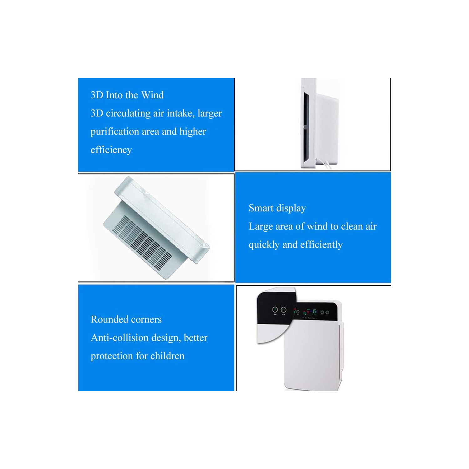 360° Smart Air Purifier – Automatically Adjusting HEPA and Ion Electrostatic Filtration, 99% Particle Removal, Child Lock – For Home and Bedroom