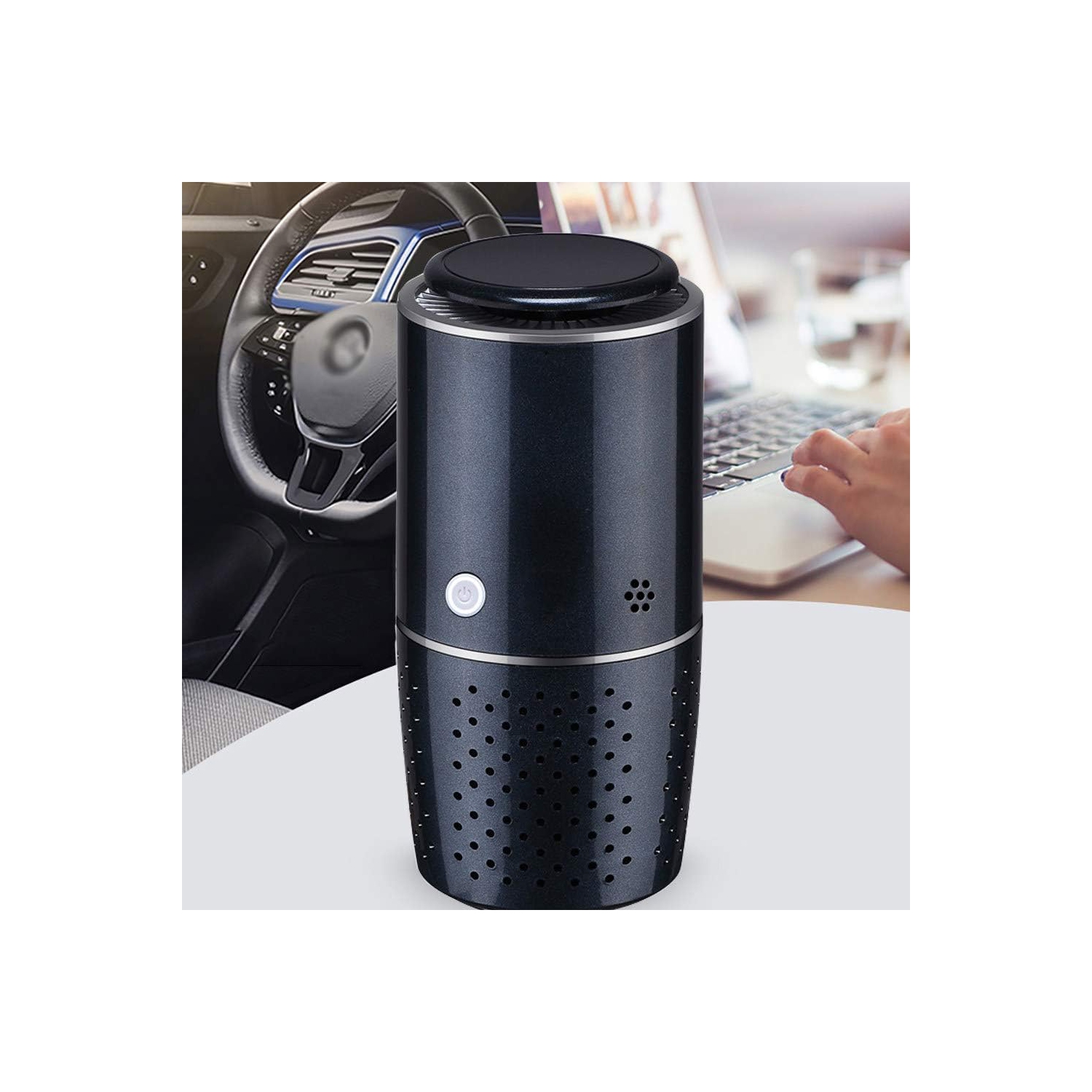 Purificateur d'air HEPA portatif pour la voiture et le bureau – Filtration en cinq étapes, avec fonction de stérilisation UV, mode automatique,