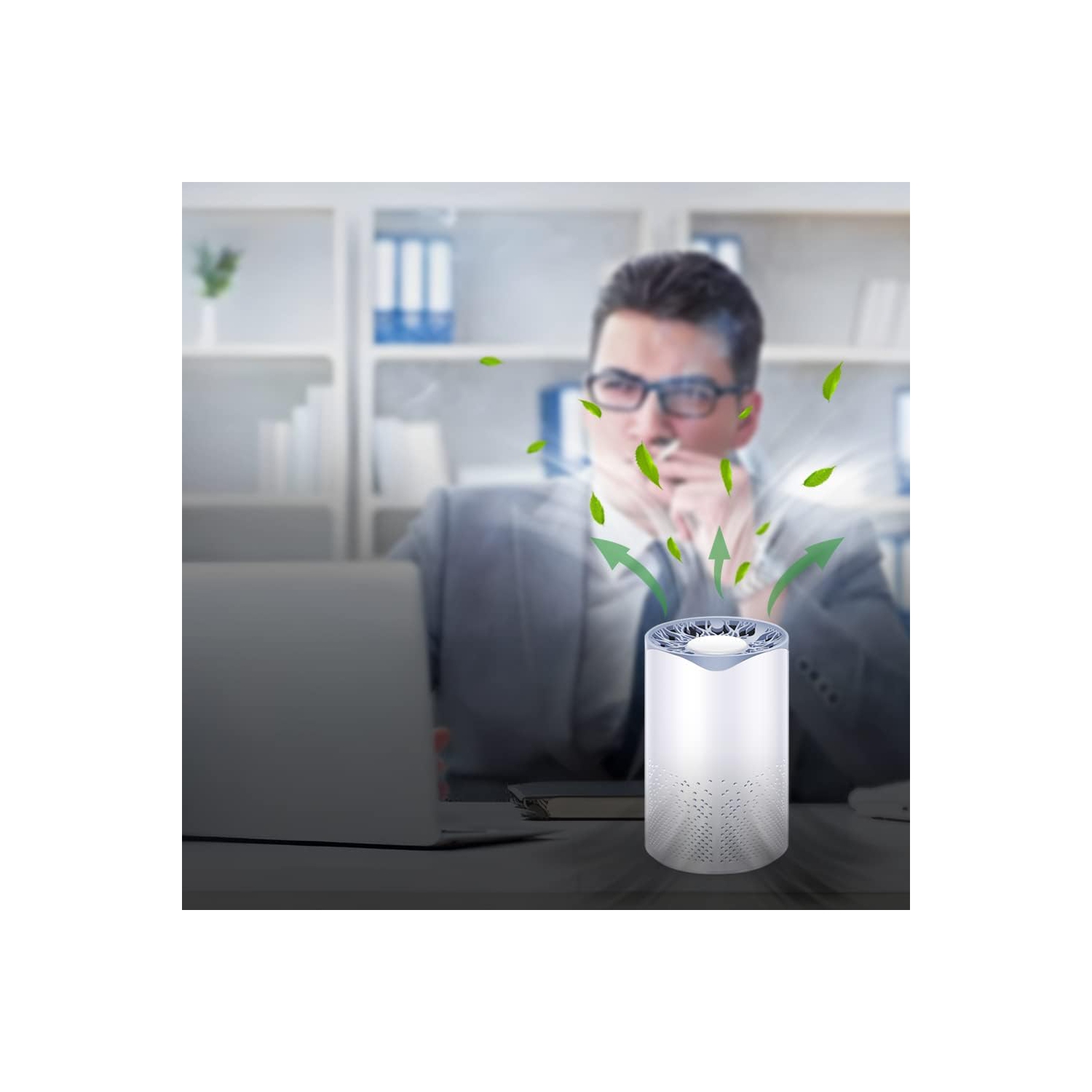 Mini air purifier, USB home air purifier for smoke, pet dander, odor, deodorization, suitable for office, desktop and bedroom