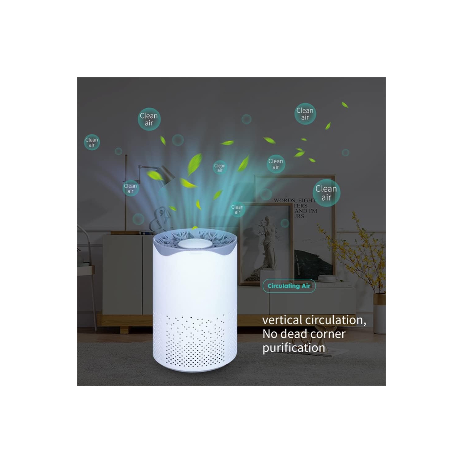 Mini air purifier, USB home air purifier for smoke, pet dander, odor, deodorization, suitable for office, desktop and bedroom