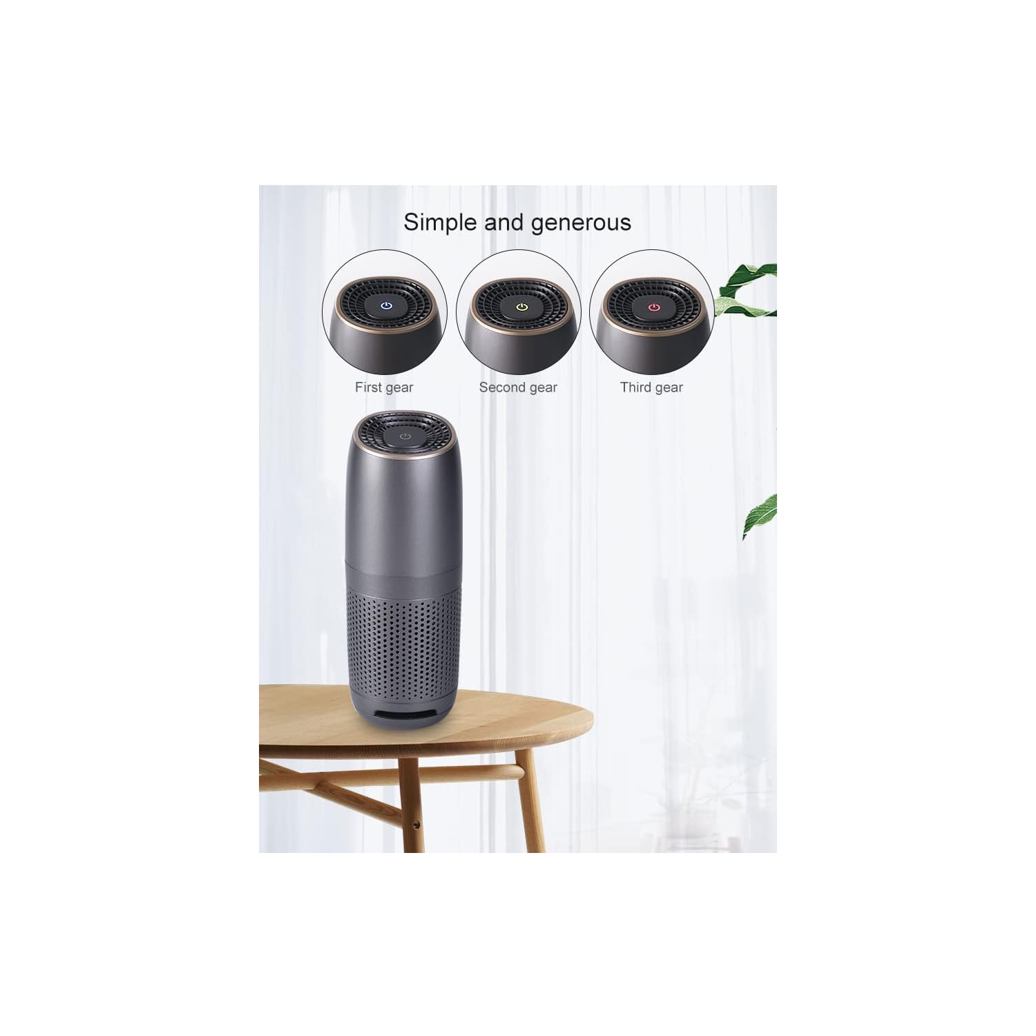 Portable HEPA Car and Travel Air Purifier - 360° filtration, three silent wind speeds, plug and play - Effectively removes PM2.5, pet dander and