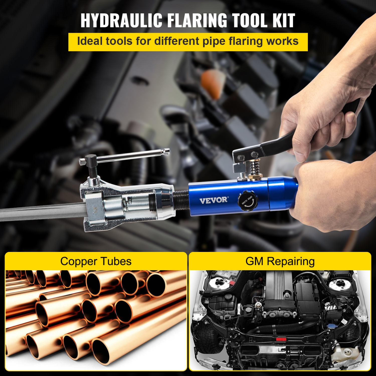 VEVOR 32 PCS Hydraulic Flaring Tool Kit, 45° Double Flaring Tool, Brake Repair Brake Flaring Tools for 3/16"-1/2", Brake Flare Tool with Tube Cutter