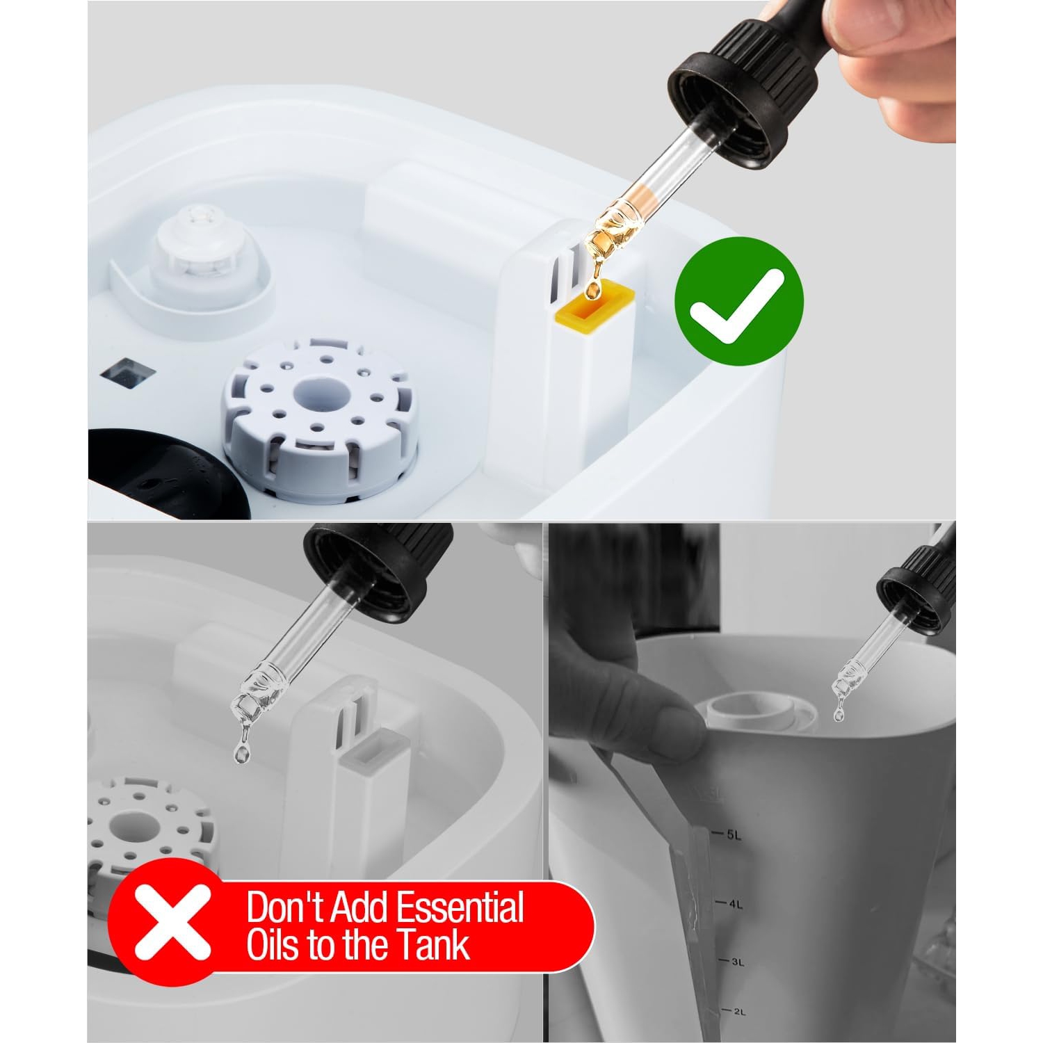 Bedroom humidifier, silent air humidifier, 50 hours, ultrasonic humidifier, easy to fill and clean