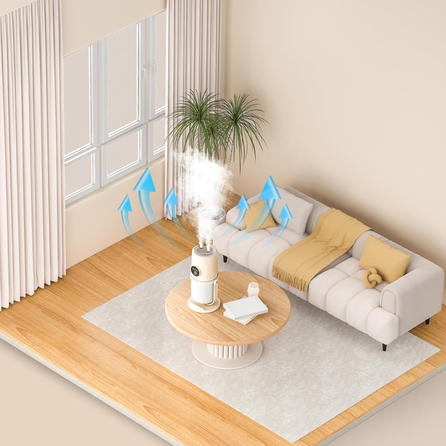 Humidificateur à vapeur froide, mini humidificateur portatif, rechargeable silencieuse, facile à remplir, idéal pour le bureau à domicile