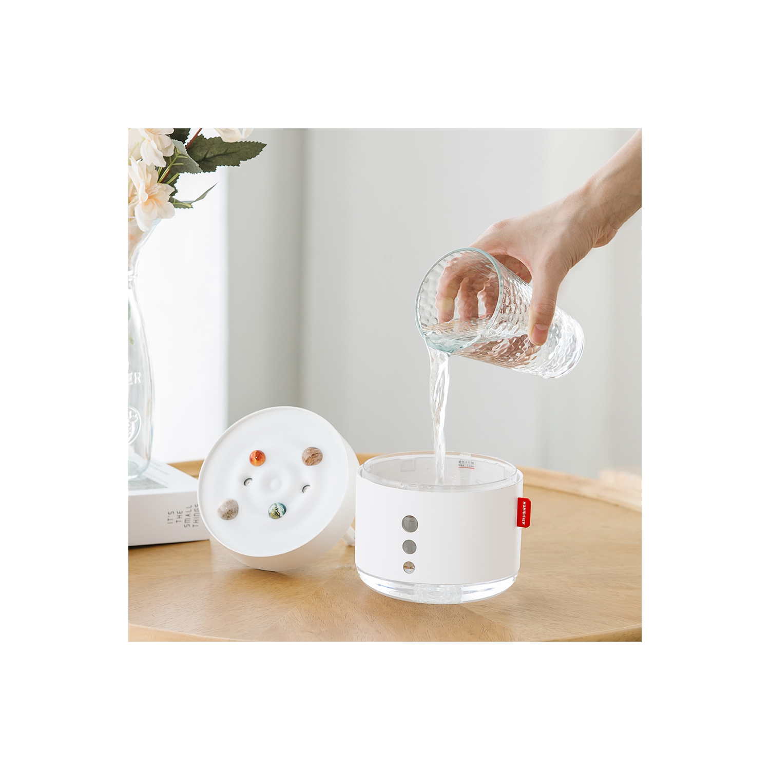 Xingchen Humidifier Double Spray Mist Desktop Snow Mountain Wireless Charging Small [Plug-in - White]