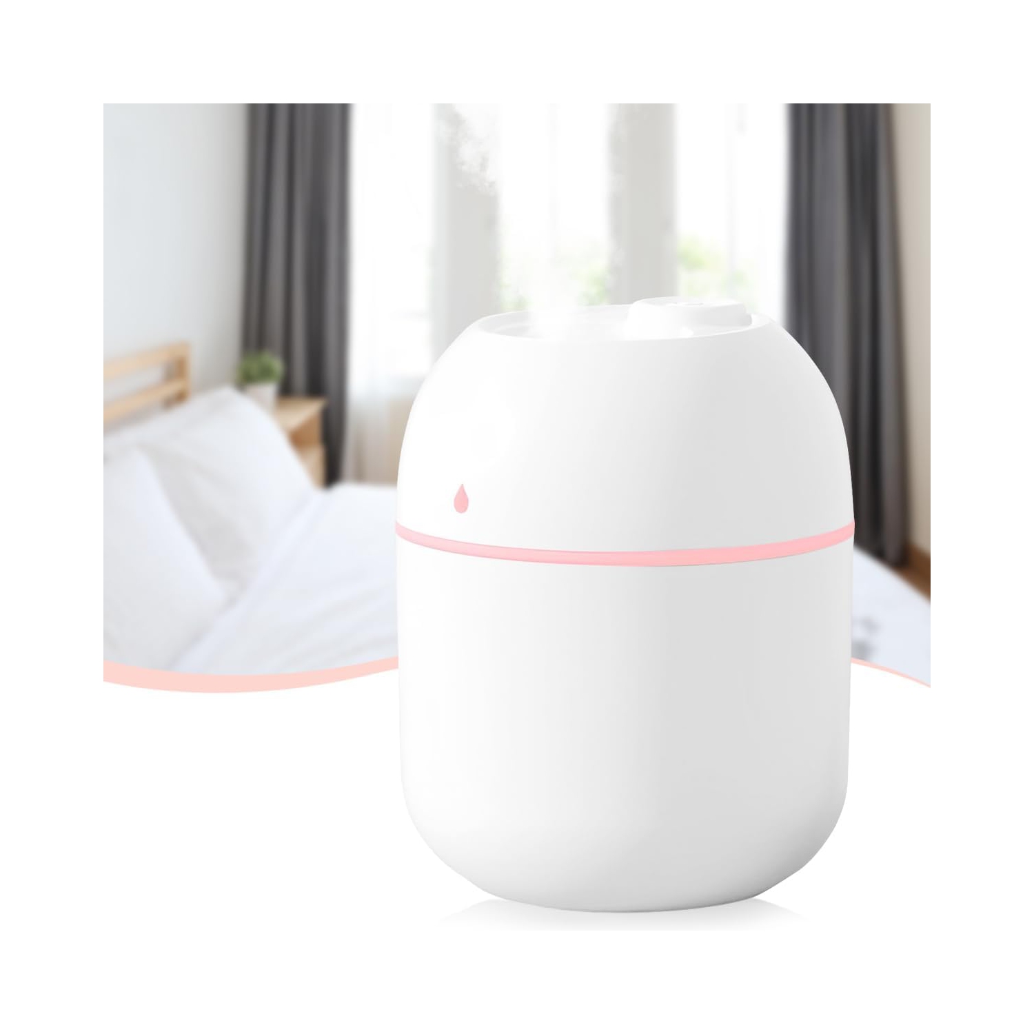 Mini humidificateur d'eau, petit diffuseur d'air de bureau portatif alimenté par USB avec veilleuse douce pour voiture, chambre, bureau