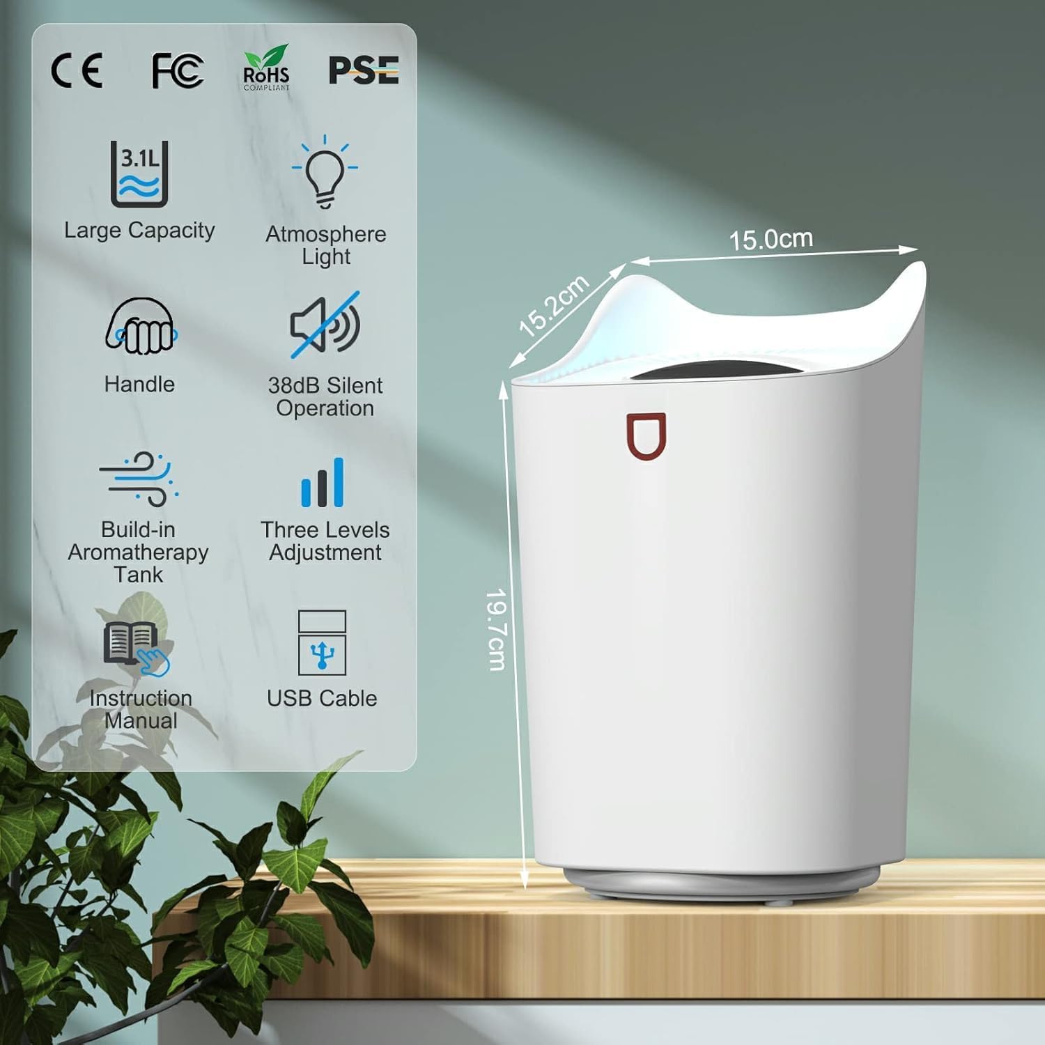 Humidificateur à grande capacité pour la chambre à domicile Vaporisateur de bureau avec air chaud injection d'eau chaude Humidificateur à vapeur