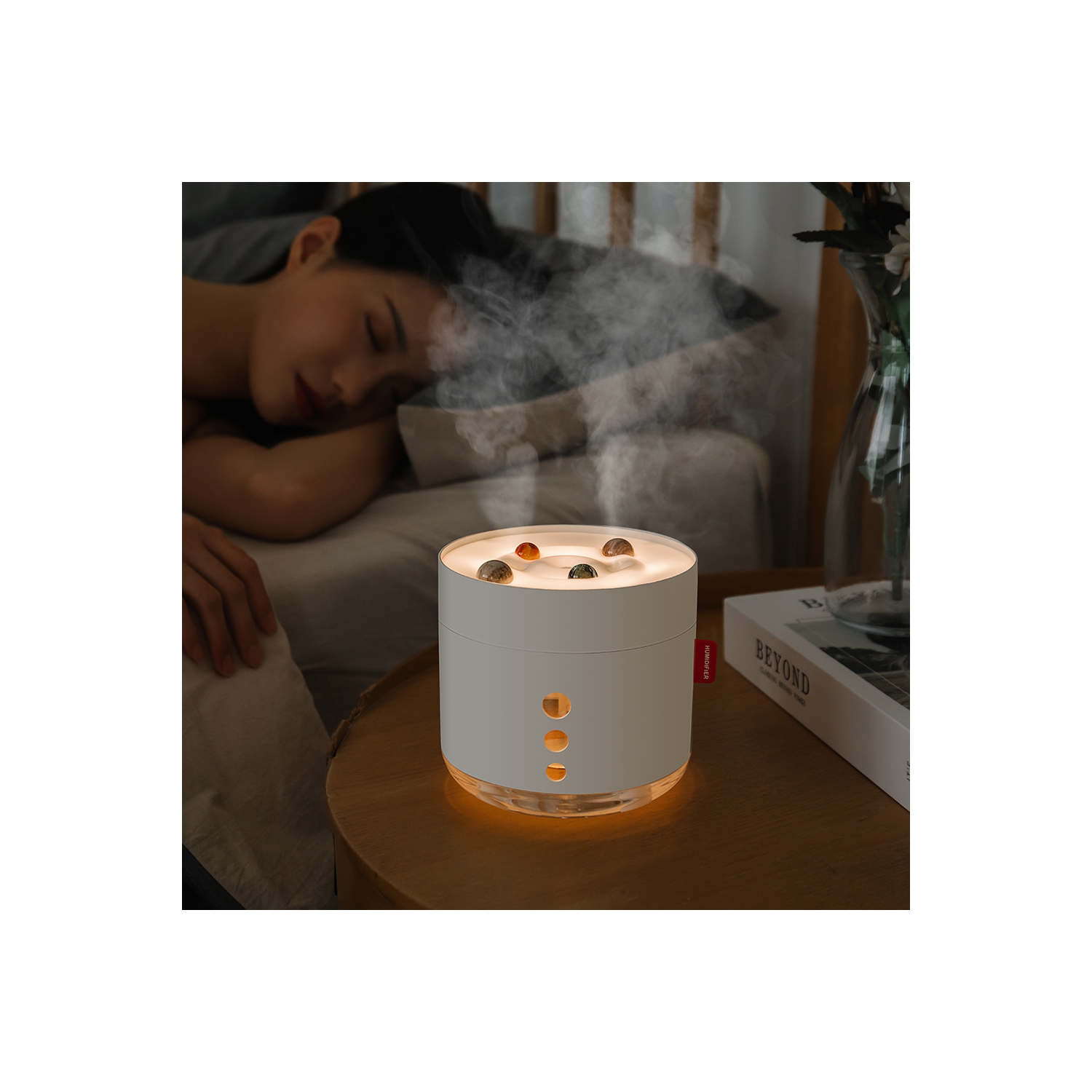 Xingchen Humidifier Double Spray Mist Desktop Snow Mountain Wireless Charging Small [Rechargeable - White]