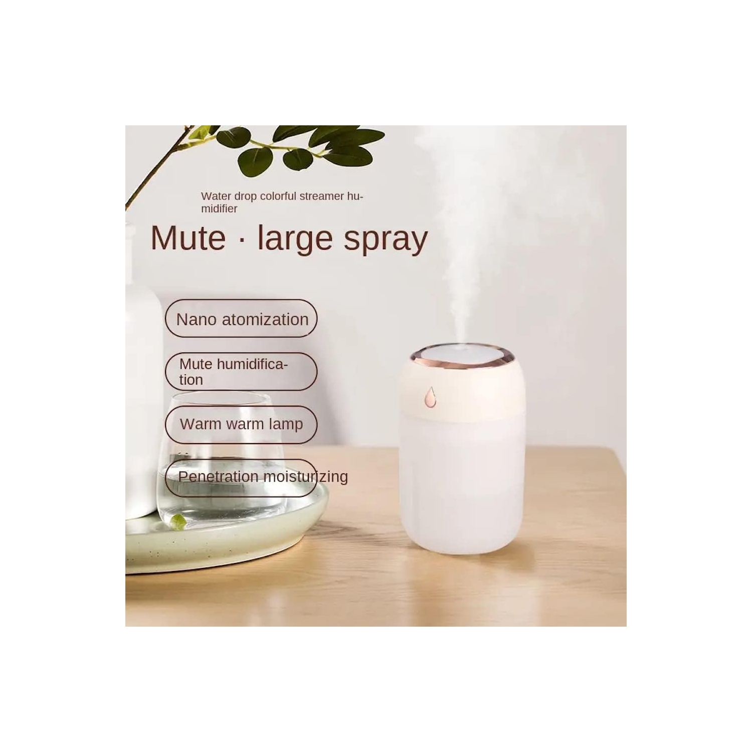 You Humidifier Colorful Light USB Large Mist Double Spray Nano Moisturizing Device - grey