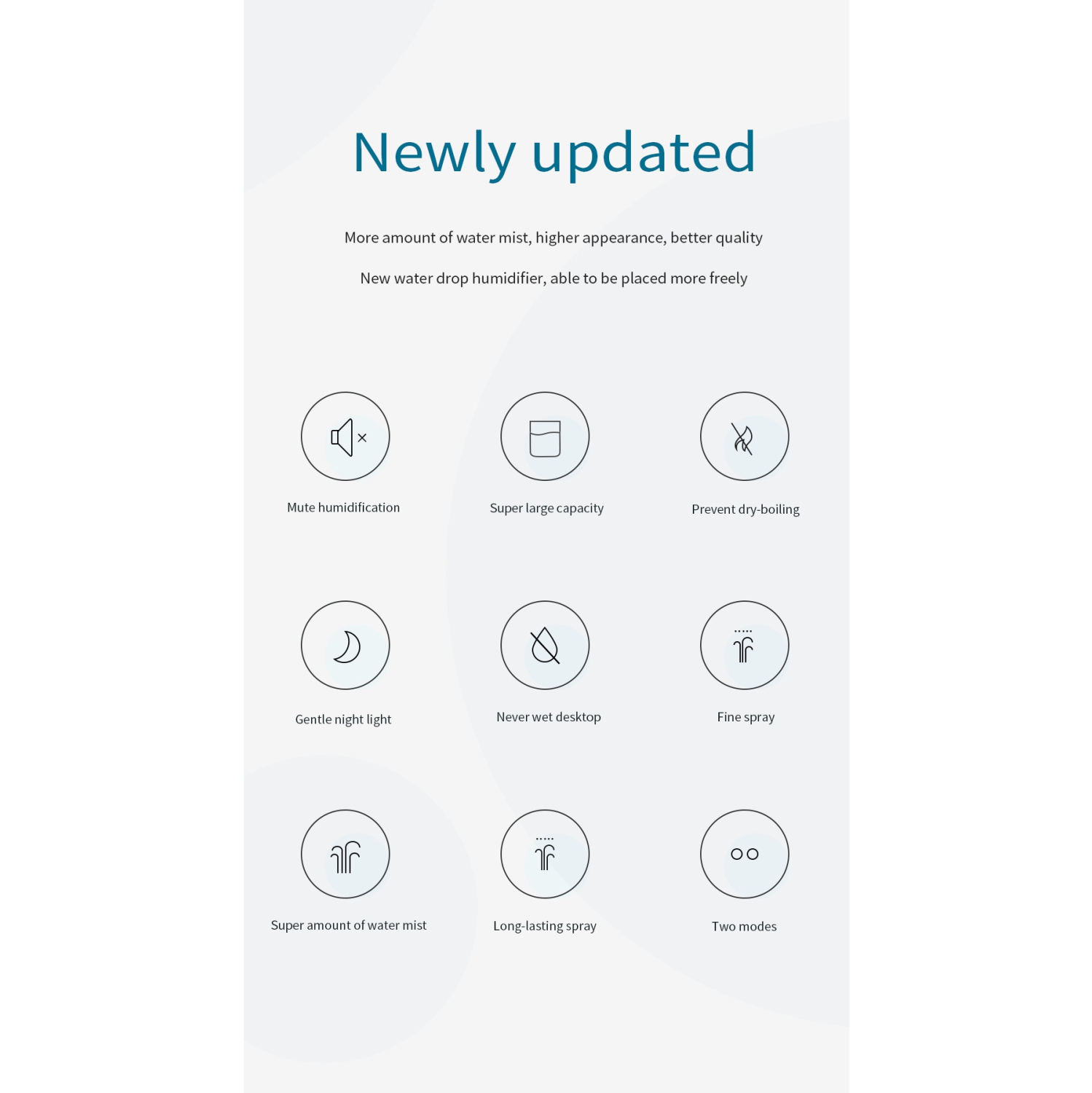 You Humidifier Colorful Light USB Large Mist Double Spray Nano Moisturizing Device - grey